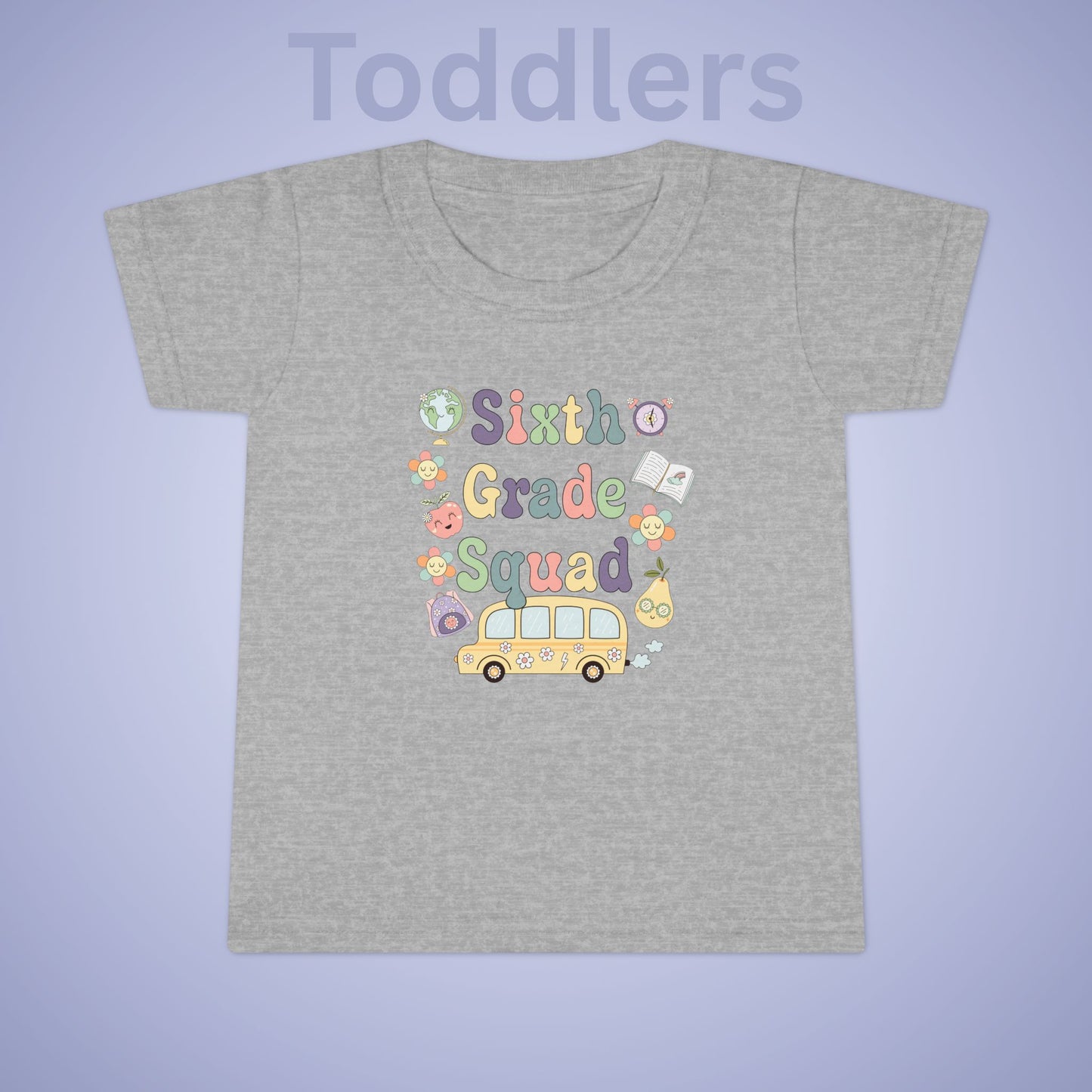 Sixth Grade Squad Retro Fun Kids Cotton T Shirt Back To School Toddler