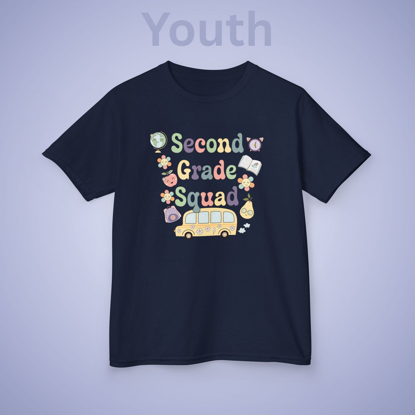 Second Grade Squad Retro Fun Kids Cotton T Shirt Back To School Youth