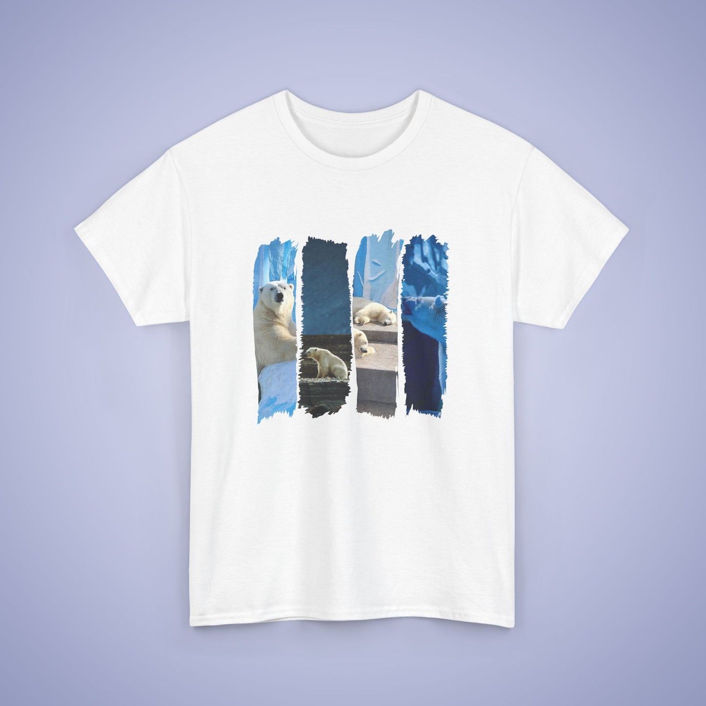 Blue Polar Bears Brush Stroke Photographic Unisex Oversized T Shirt