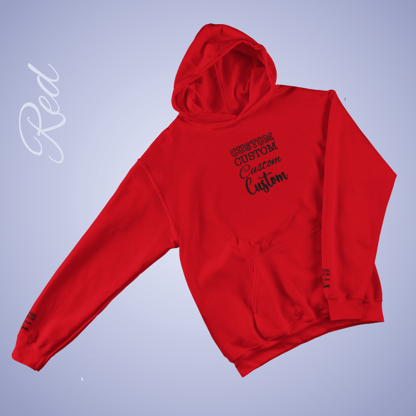 Personalized Custom Embroidered Hoodie Sleeve Print Black Embroidery Unisex