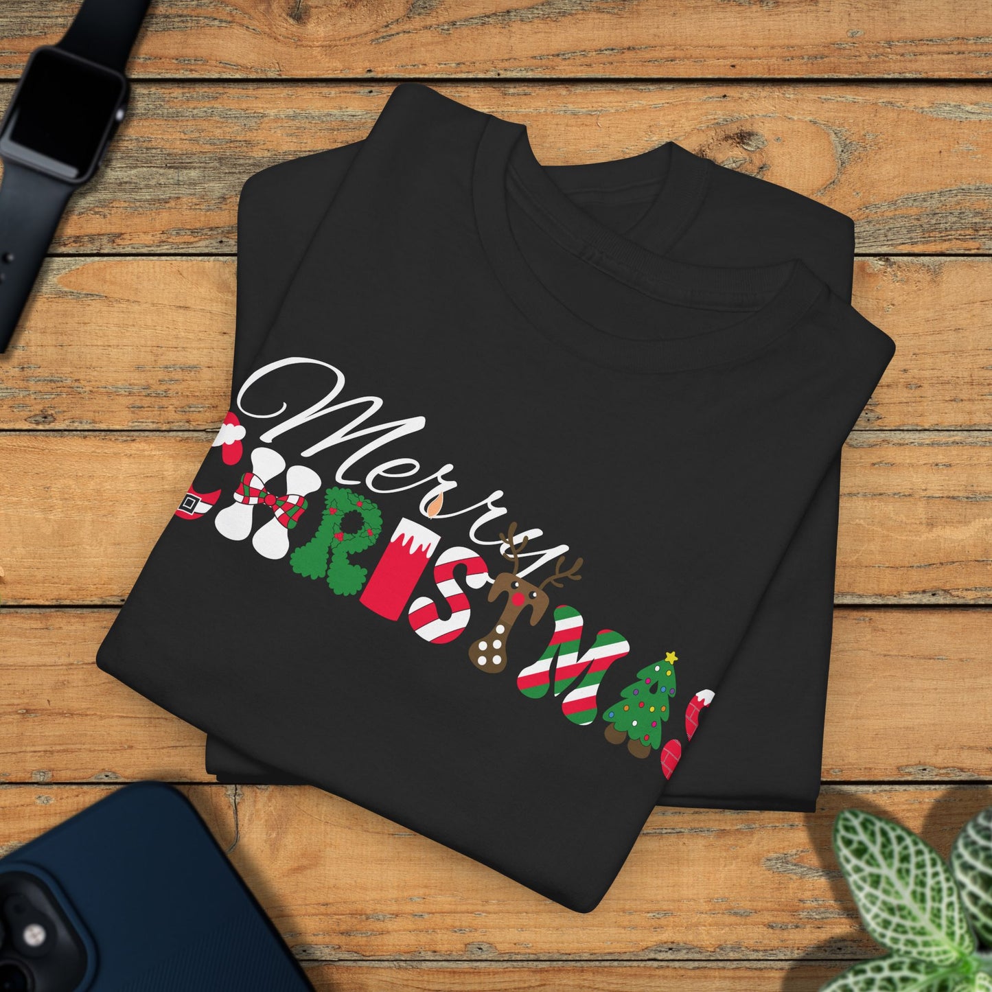 Merry Christmas Word Art Unisex T Shirt