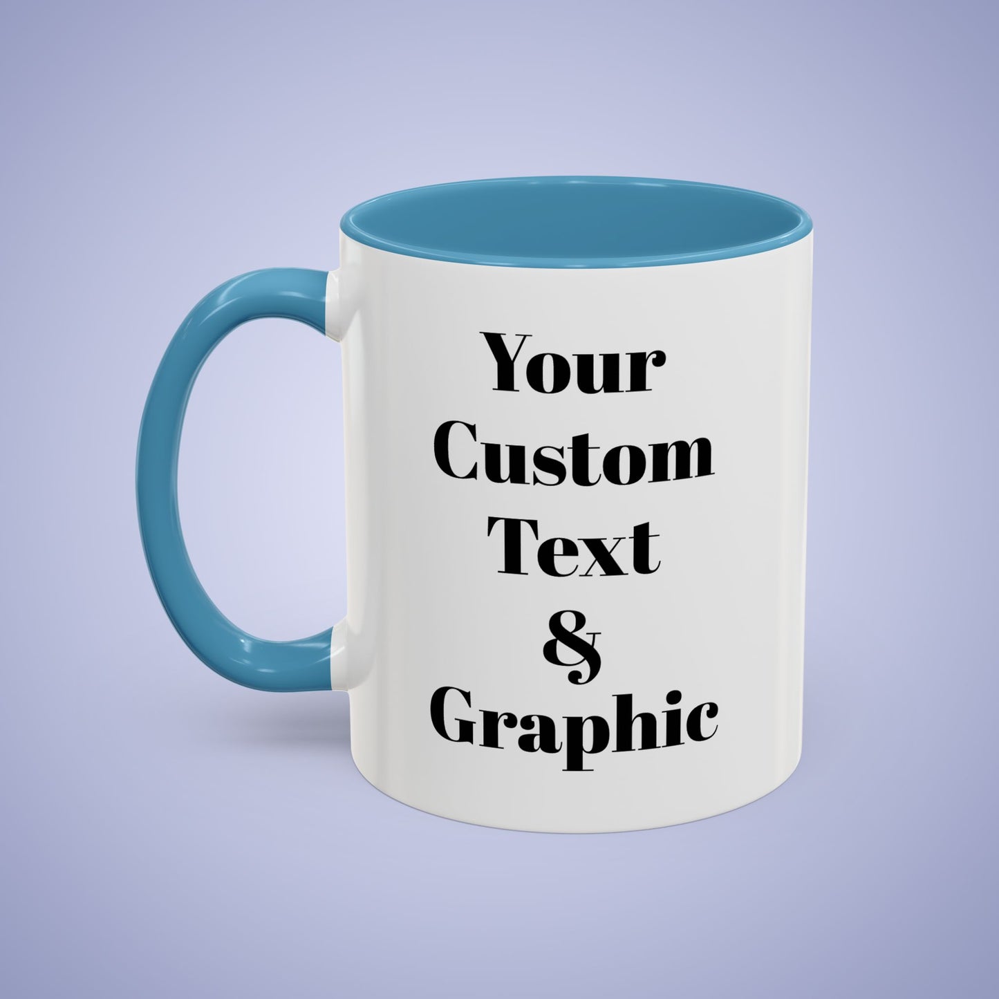 Personalized Coffee Mug - 11oz or 15oz Light Blue Ceramic Accent
