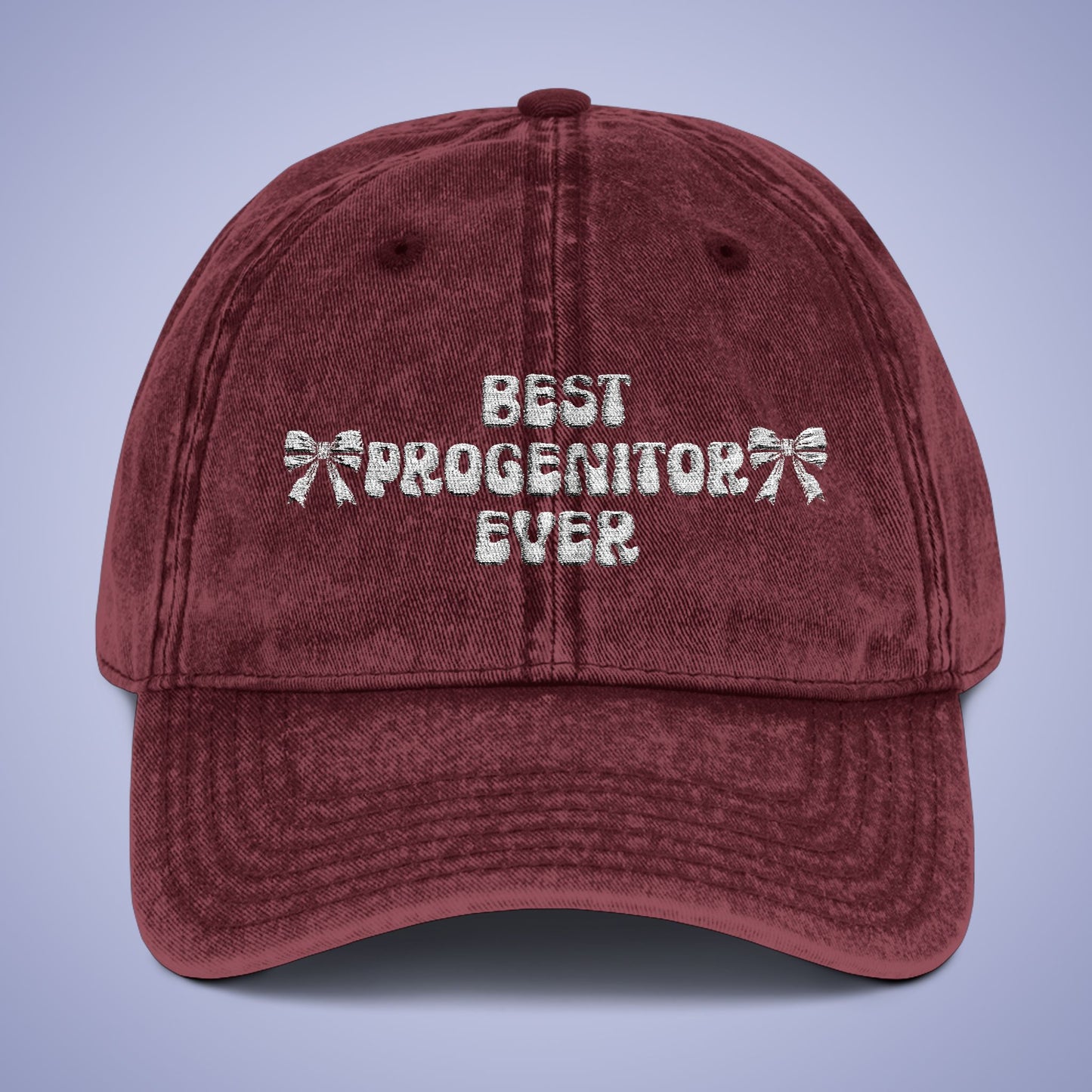 Vintage Best Progenitor Ever Cap Mothers Day White Embroidered Hat