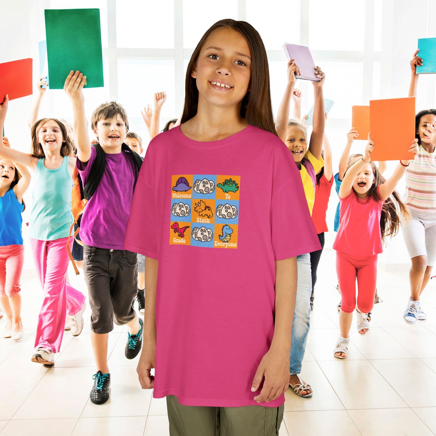 Sixth Grade Fun Dinosaurs Kids Cotton T Shirt Back To School Youth