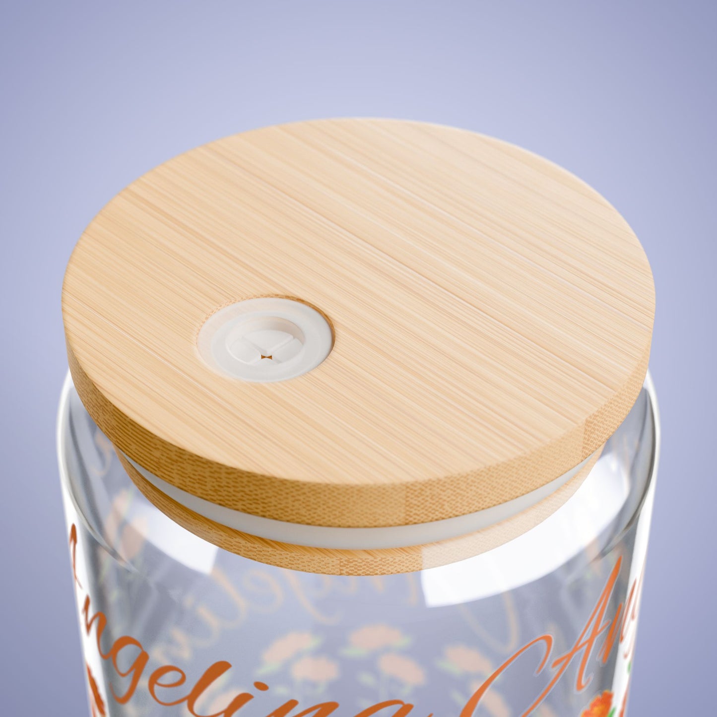 October Birthday Marigold Floral Personalized Sipper Glass Bamboo Lid