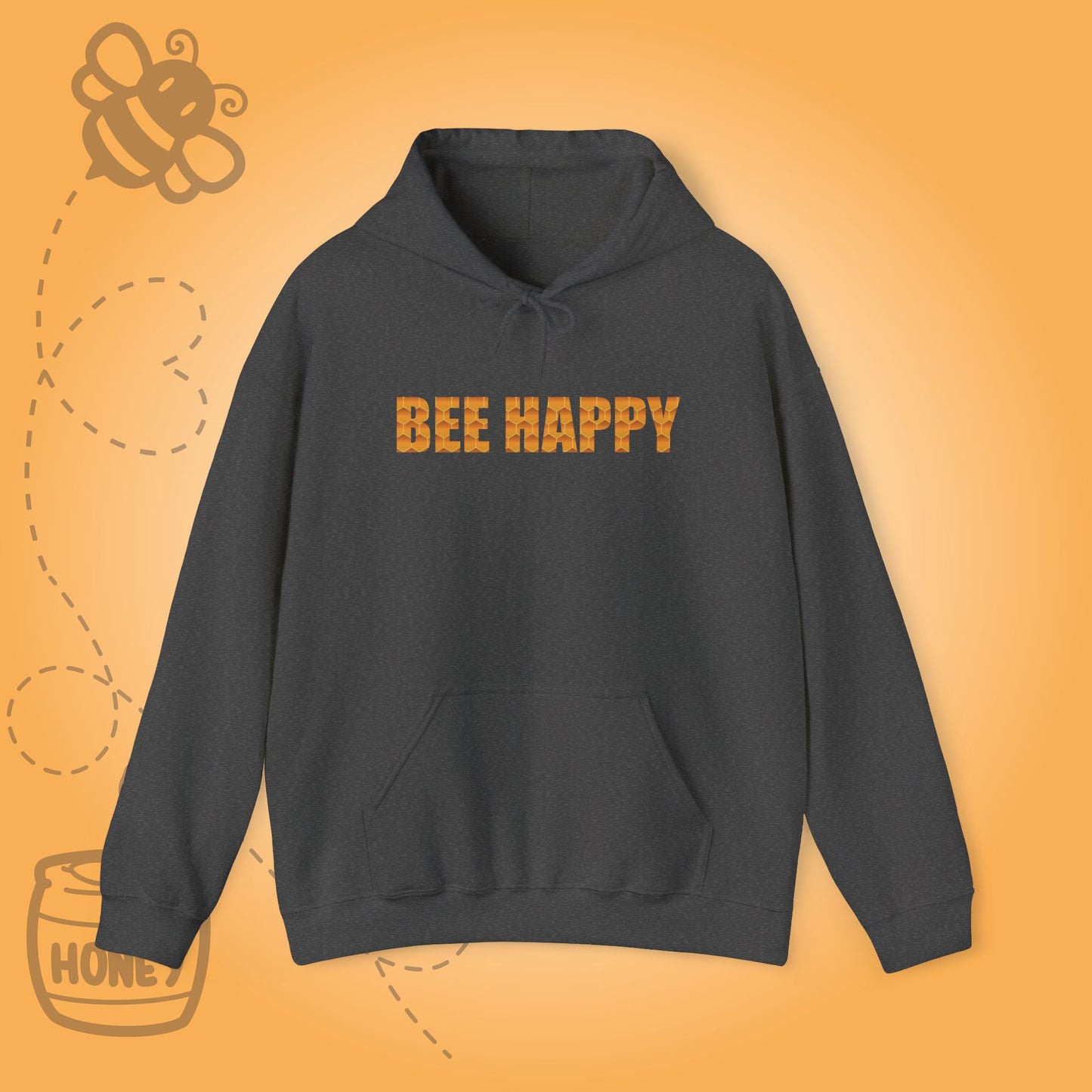 Bee Happy Sweet As Honey Honeycomb Word Art Design Hoodie Sweatshirt