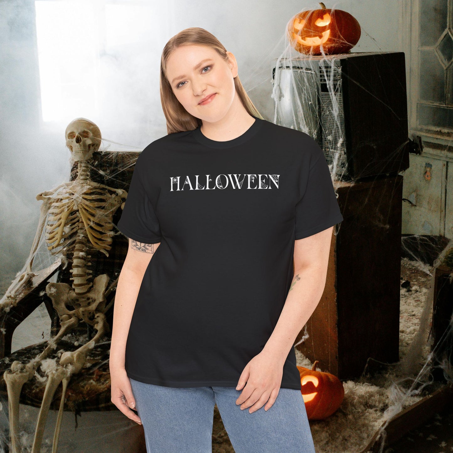 Halloween Spider Word Art White Unisex T Shirt