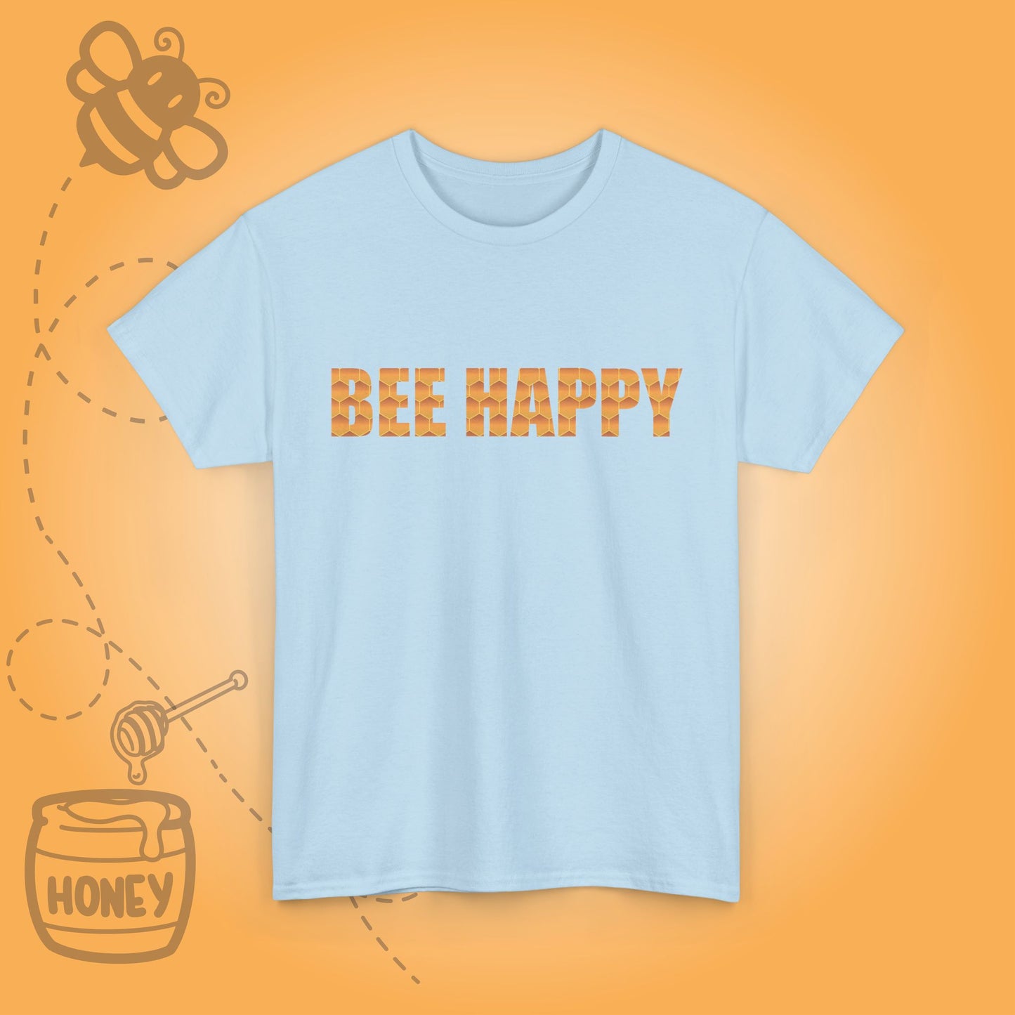 Bee Happy Sweet As Honey Honeycomb Word Art Design Tshirt