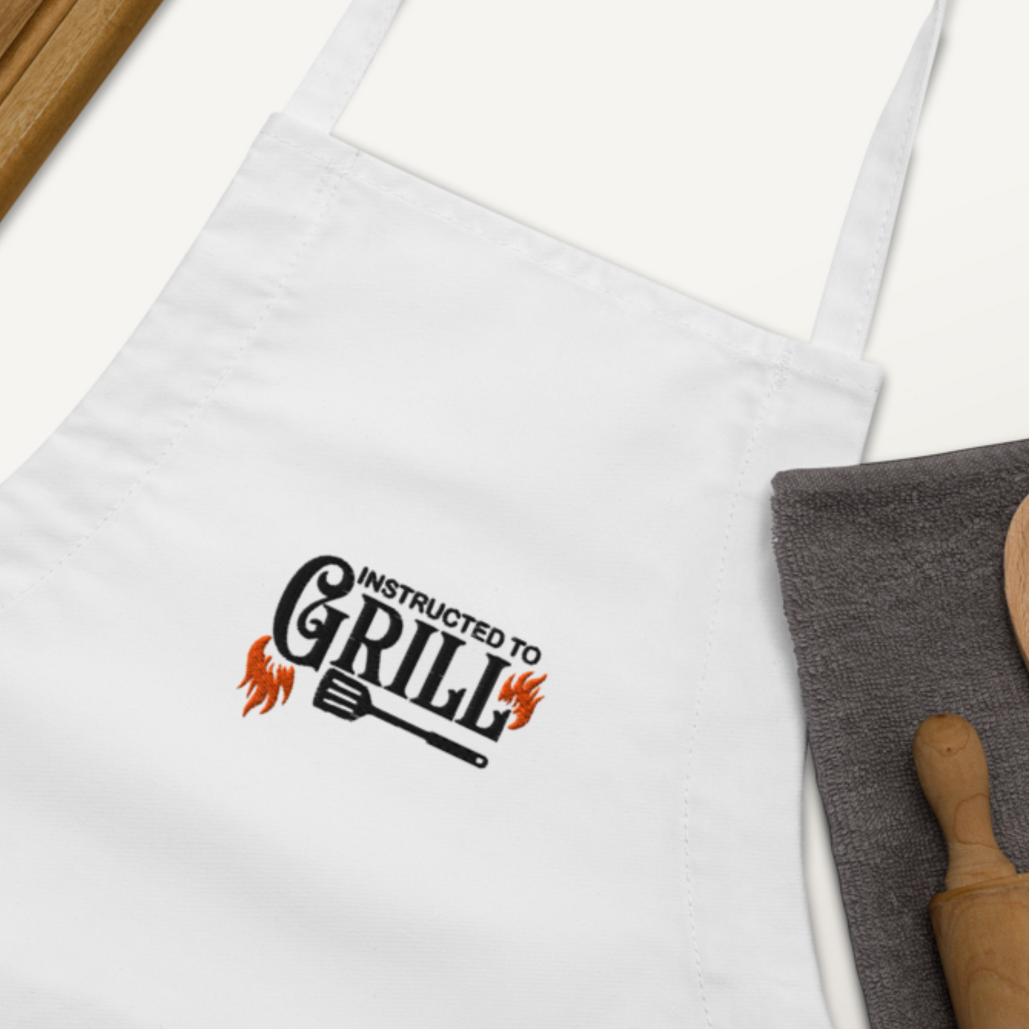 Instructed to Grill Funny Couple Gift Grilling Embroidered Apron