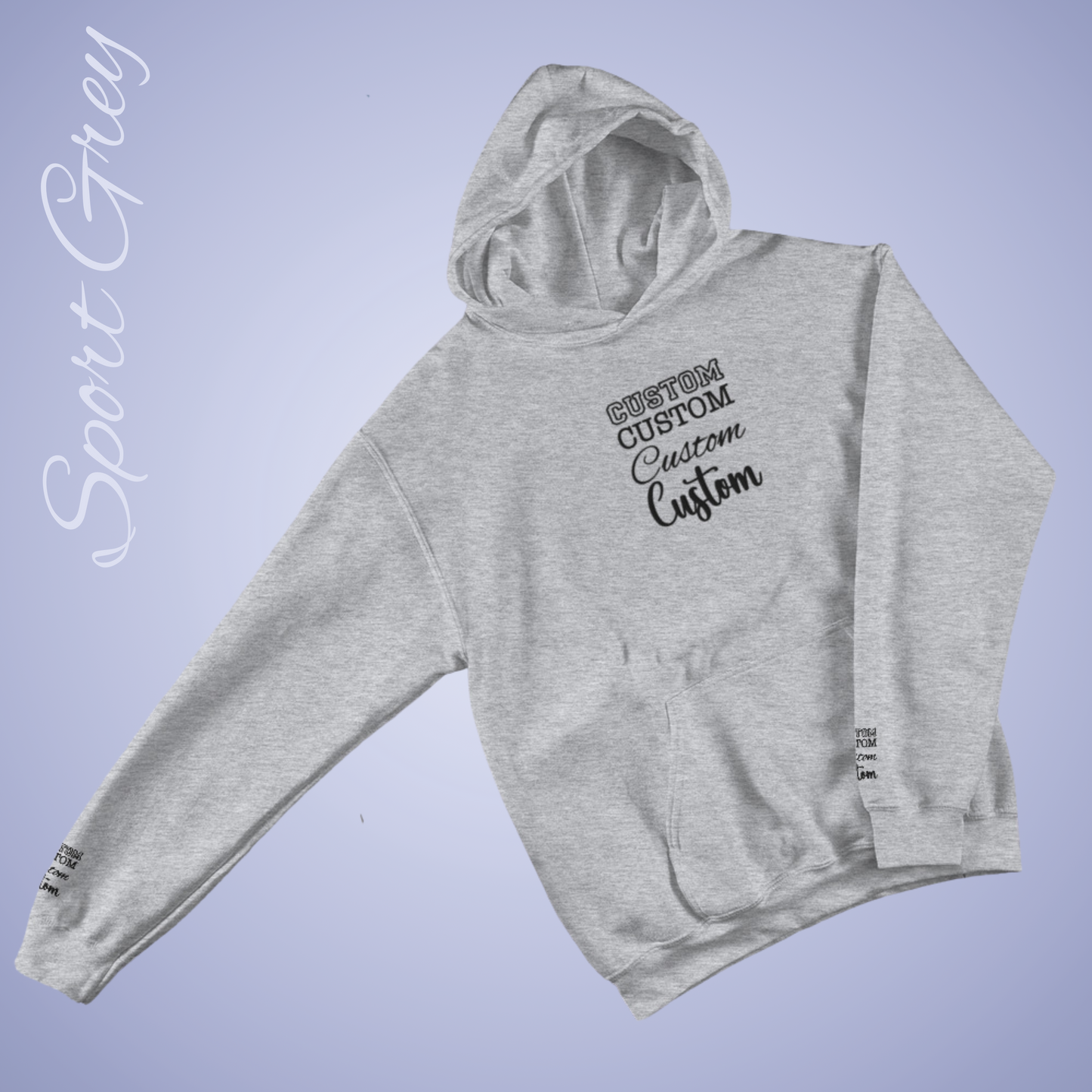 Personalized Custom Embroidered Hoodie Sleeve Print Black Embroidery Unisex
