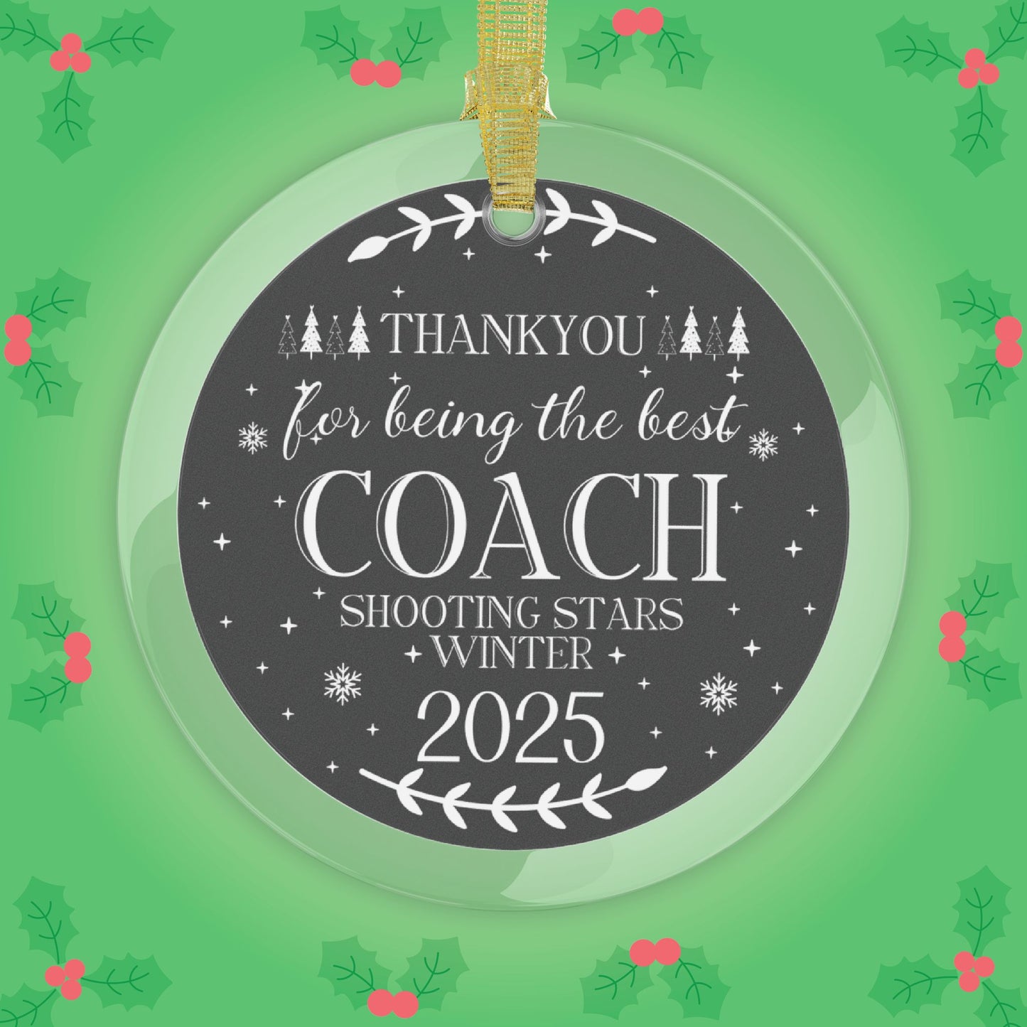 Thankyou for Being the Best Coach Personalized Sport Club Glass Ornament Gift