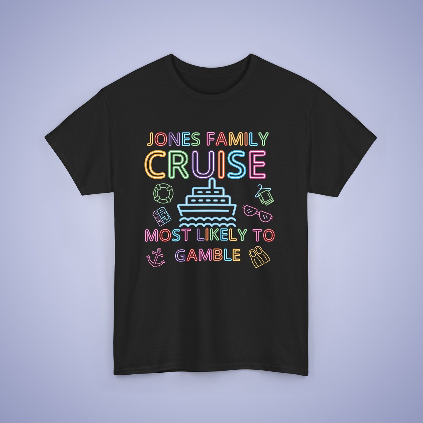 Family Funny Cruise MATCHING Neon Personalized Most Likely to Gamble T Shirt Unisex