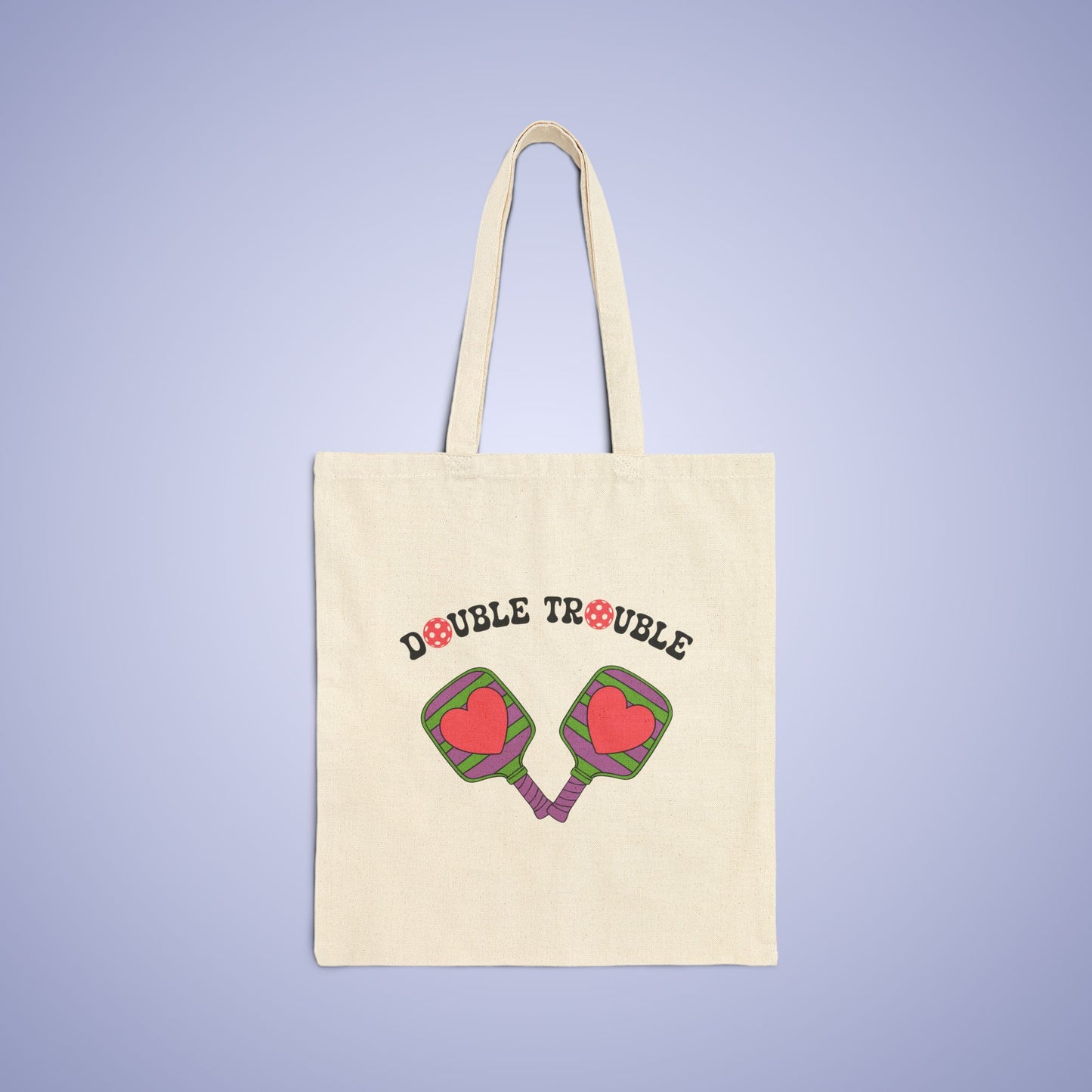 Double Trouble Cotton Canvas Pickleball Couple Team Gift Tote Bag