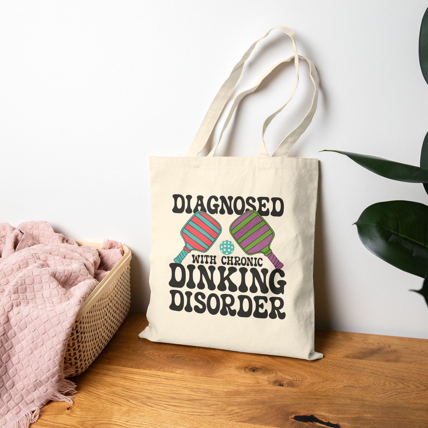 Diagnosed with Chronic Dinking Disorder Cotton Canvas Pickleball Doctor Gift Tote Bag