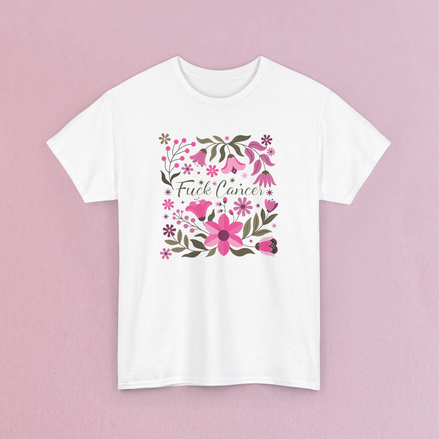 Fuck Cancer Boho Floral Breast Cancer Awareness Unisex T Shirt