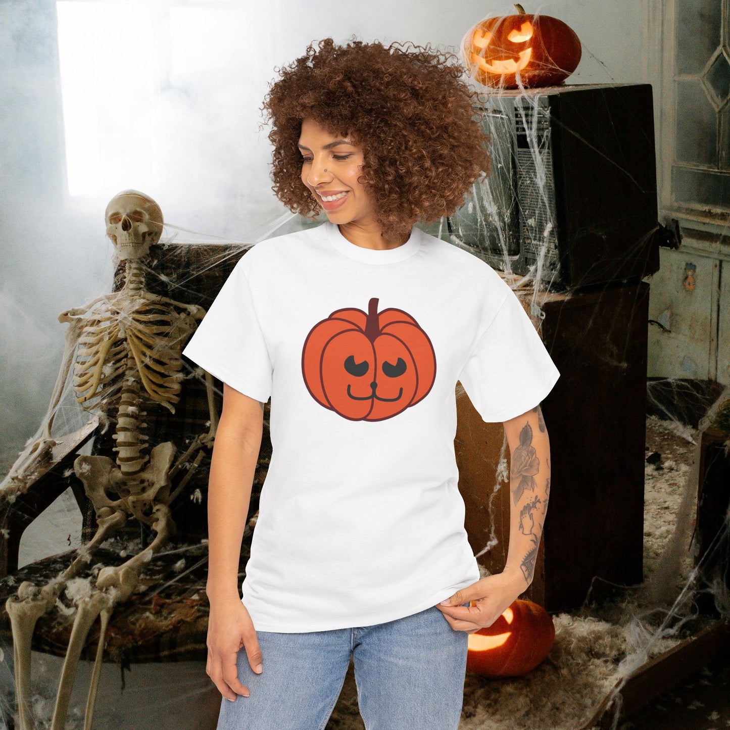 Jackolantern Cat Face Halloween Pumpkin Unisex T Shirt
