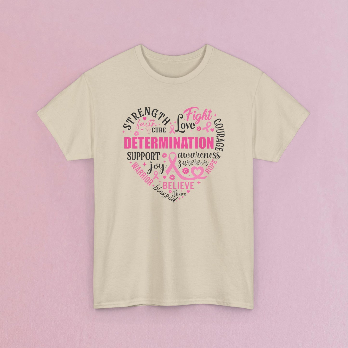Heart Full of Fight Support Love Courage and Cure Breast Cancer Awareness Unisex T Shirt