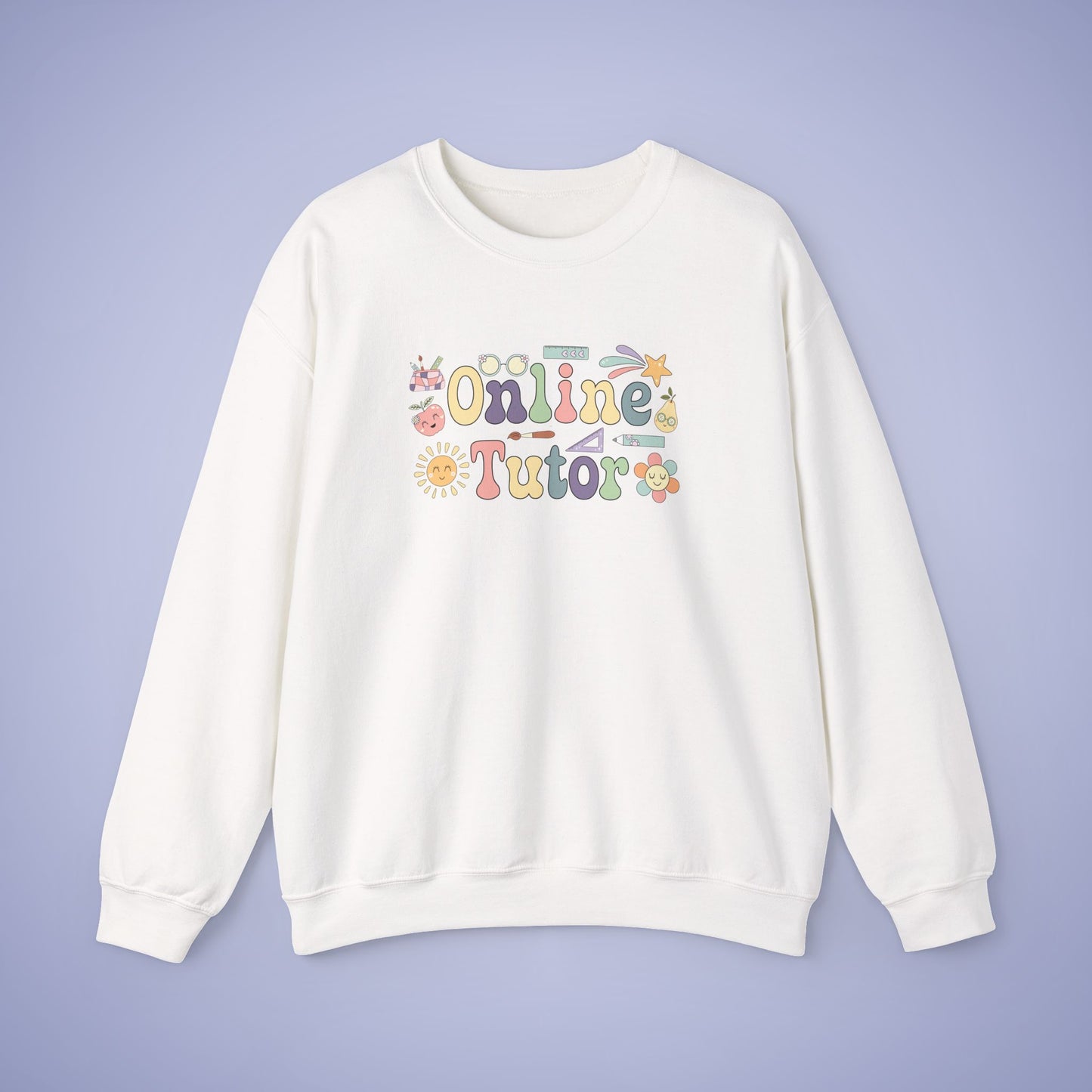 Online Tutor Teacher Crewneck Sweatshirt Retro Unisex Back to School