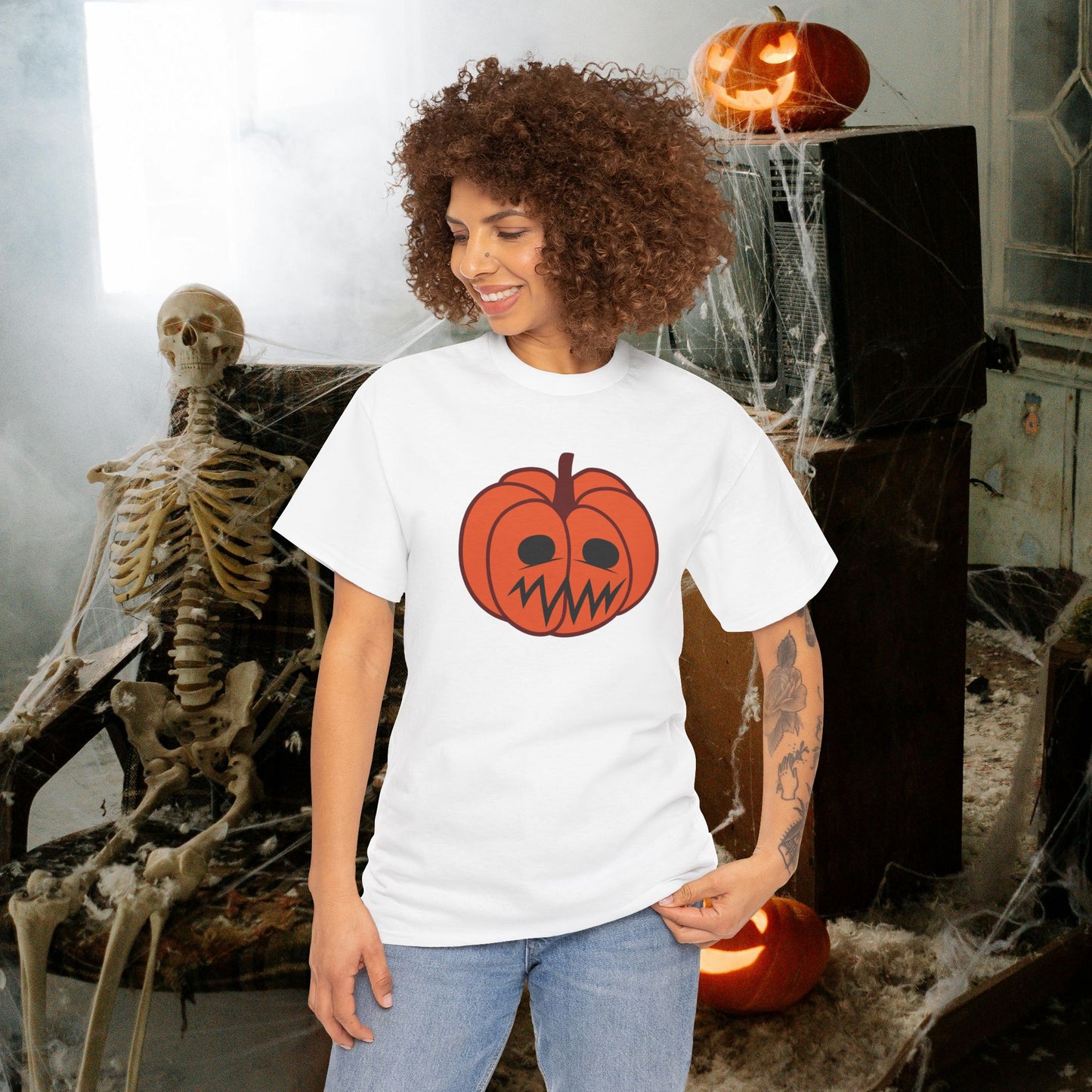 Jackolantern Worried Face Halloween Pumpkin Unisex T Shirt