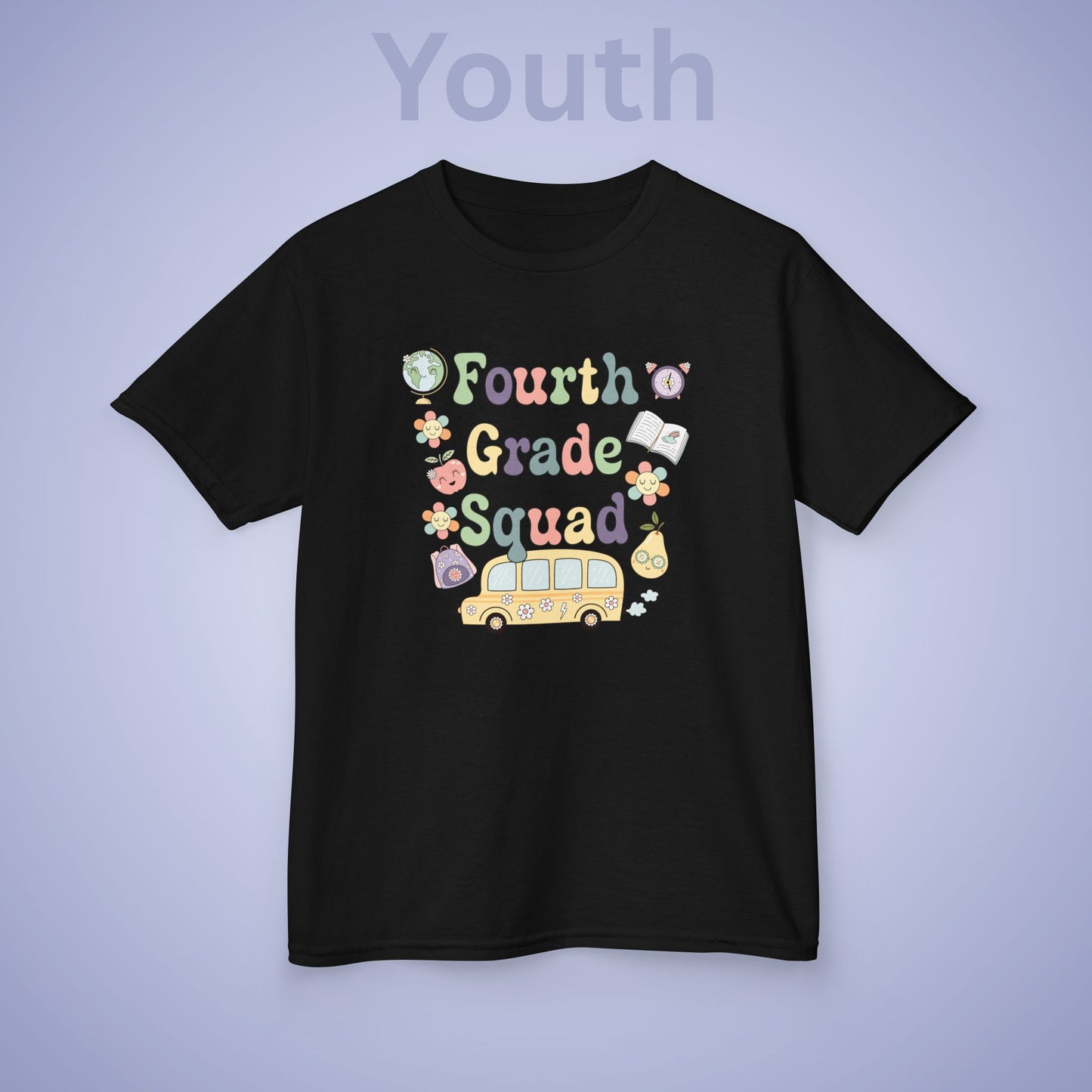 Fourth Grade Squad Retro Fun Kids Cotton T Shirt Back To School Youth