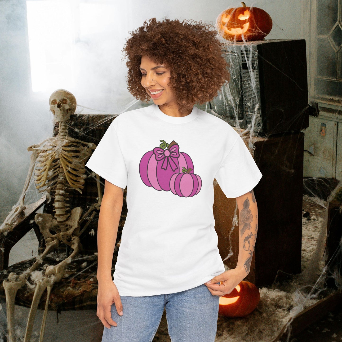 Thanksgiving Fall Inspired Halloween Pink Pumpkin Unisex T Shirt