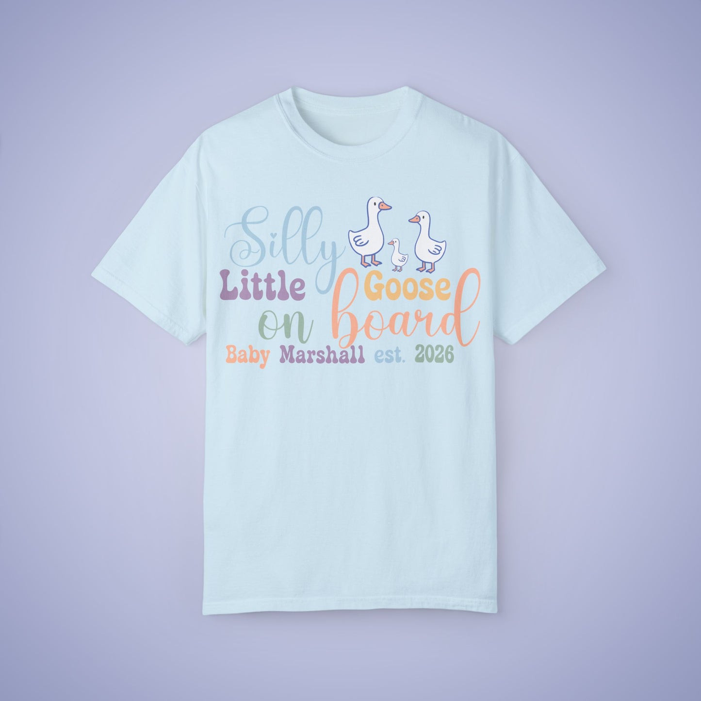 Silly Little Goose Personalized Pregnancy Announcement Comfort T Shirt