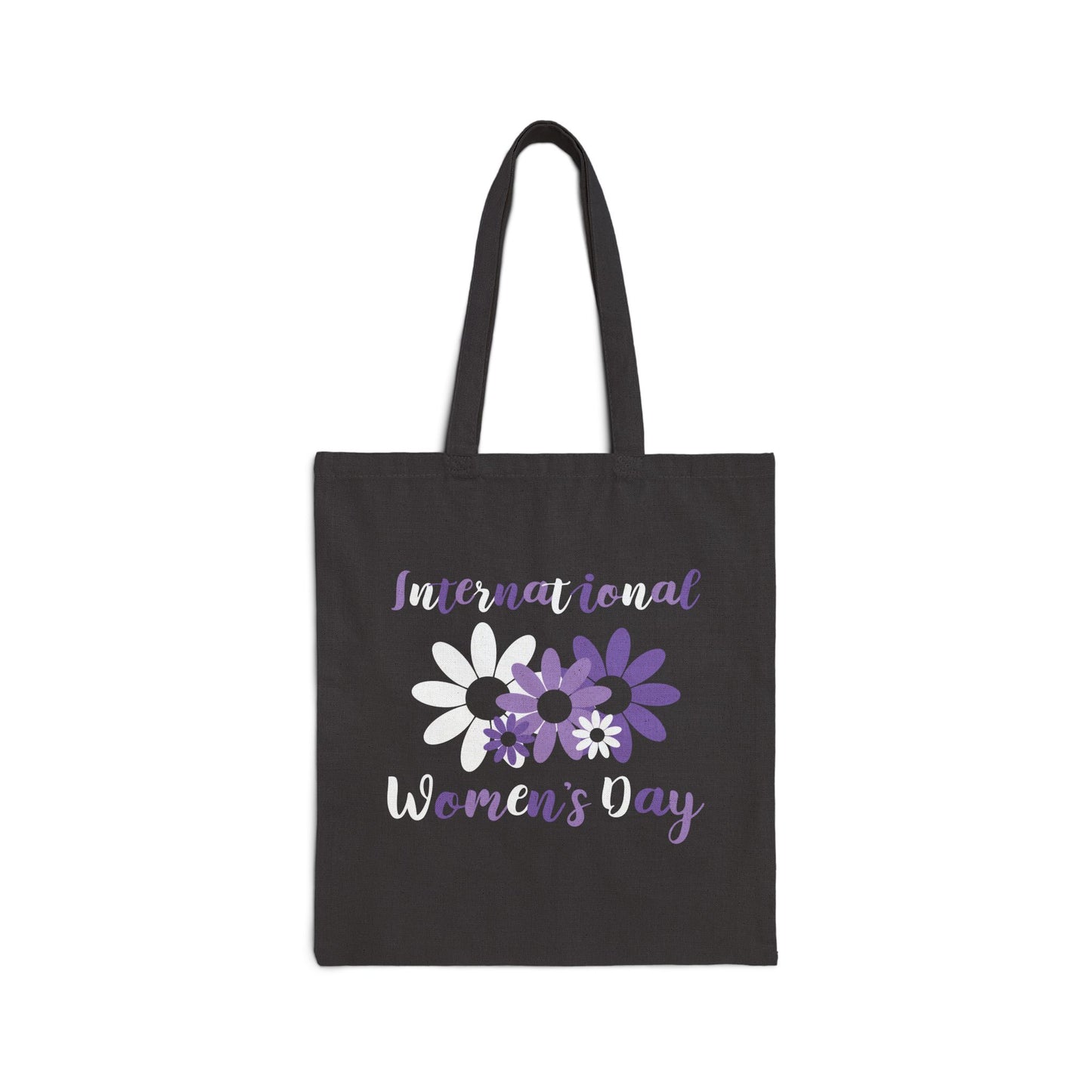 International Womens Day Daisy Black Cotton Canvas Tote Bag