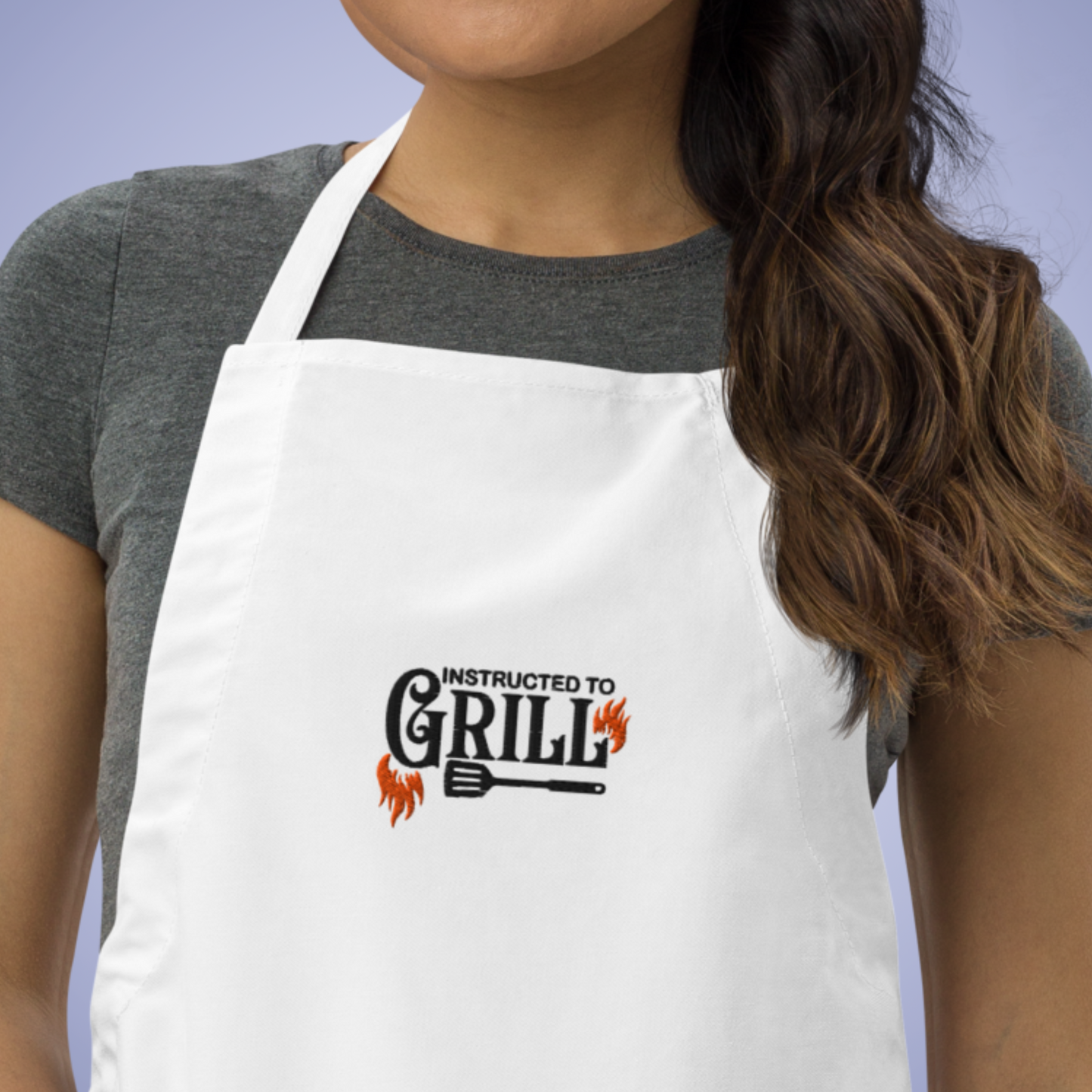Instructed to Grill Funny Couple Gift Grilling Embroidered Apron