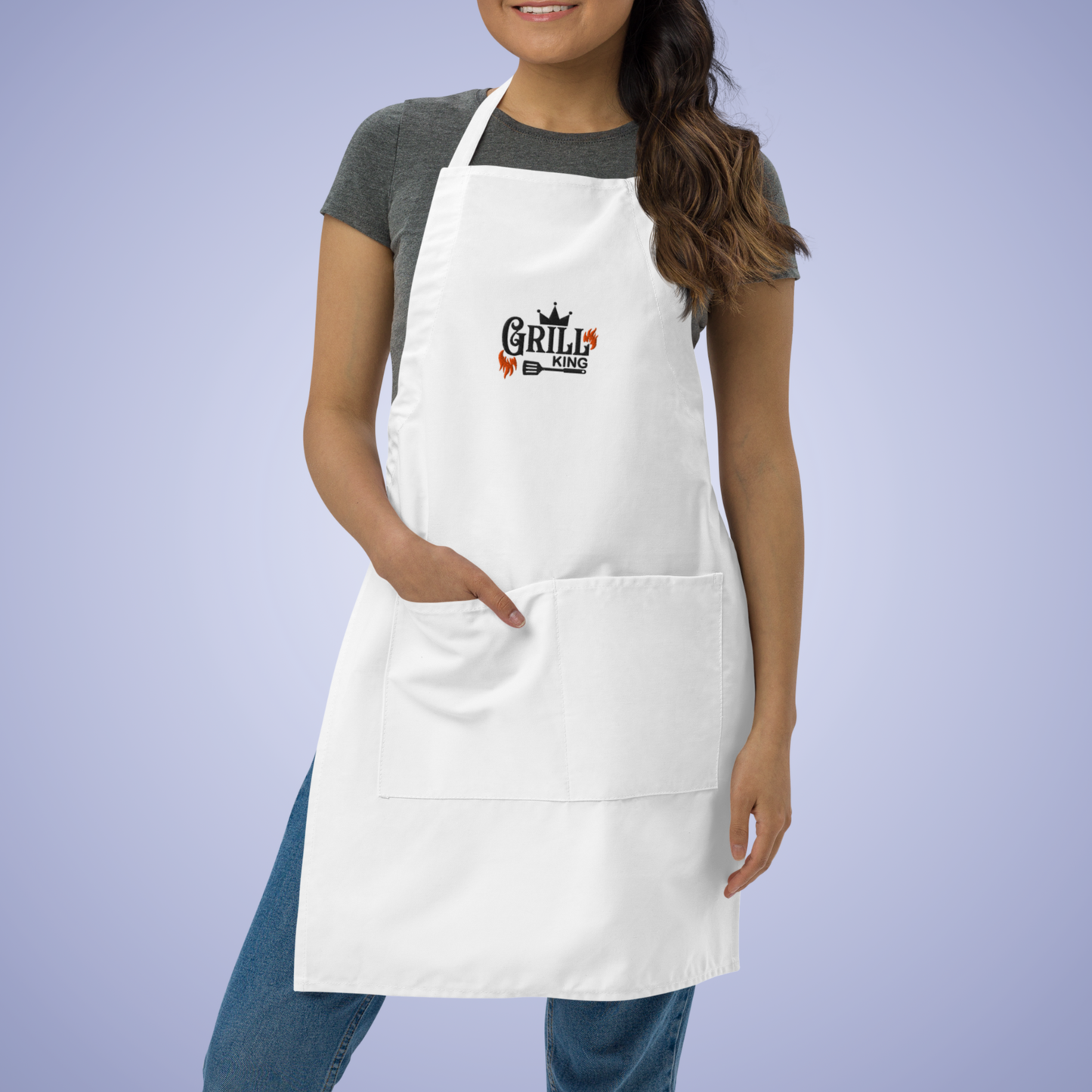Grill King Meat Lover Smoker Gift for Him Embroidered Apron