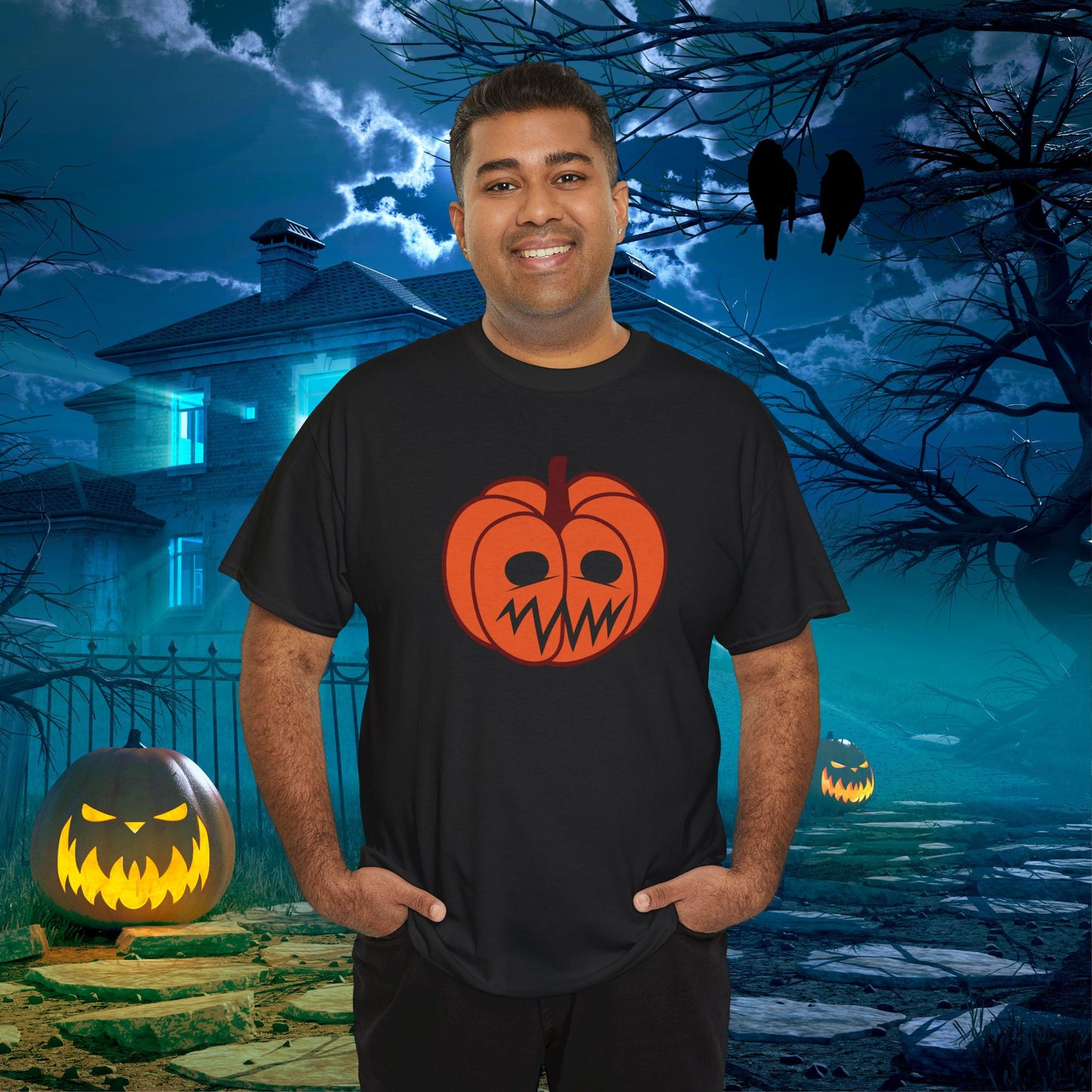 Jackolantern Worried Face Halloween Pumpkin Unisex T Shirt
