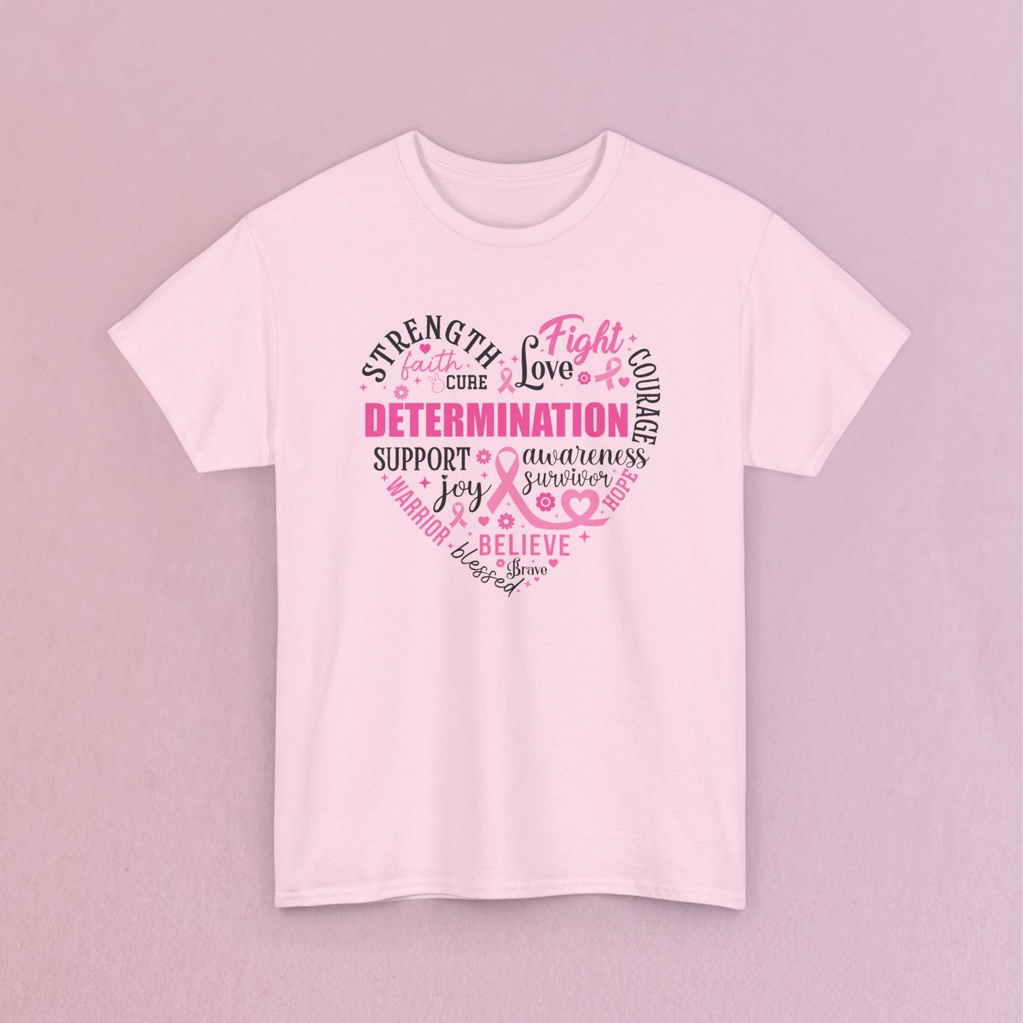 Heart Full of Fight Support Love Courage and Cure Breast Cancer Awareness Unisex T Shirt