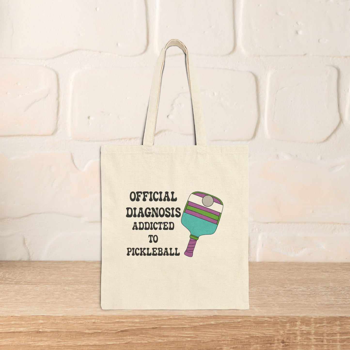Official Diagnosis Addicted to Pickleball Cotton Canvas Doctor Gift Tote Bag
