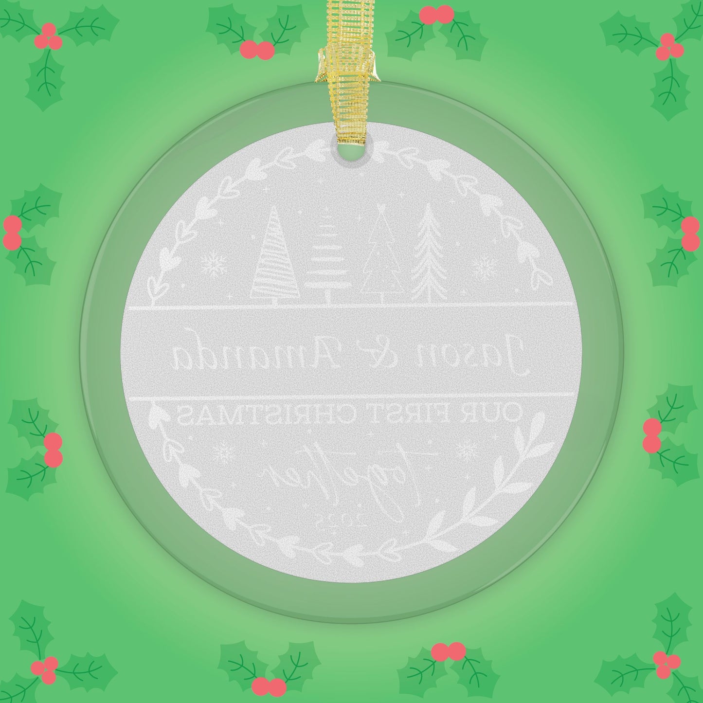 Our First Christmas Together Couples Personalized Glass Ornament Gift