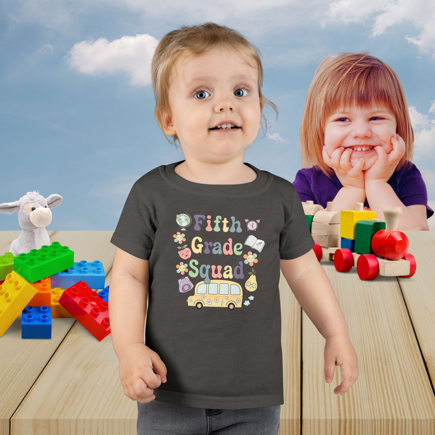 Fifth Grade Squad Retro Fun Kids Cotton T Shirt Back To School Toddler