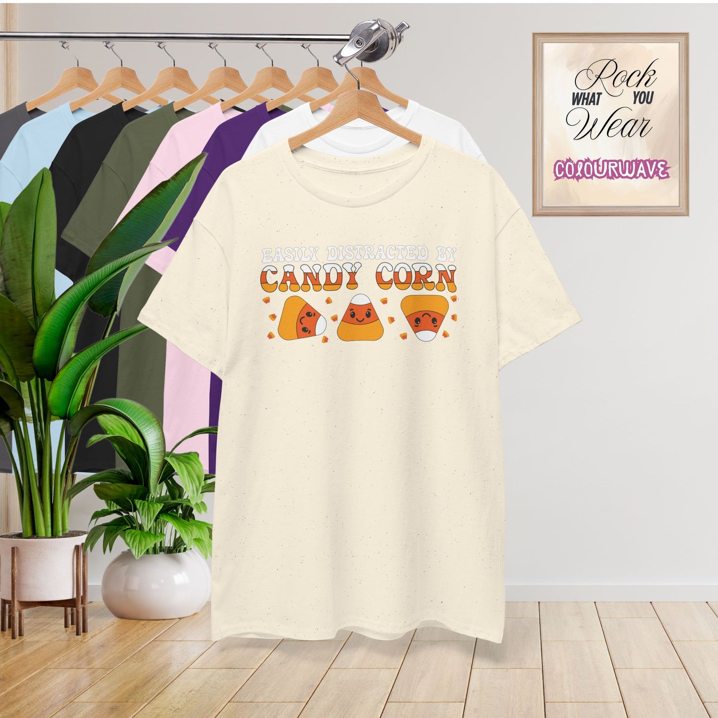 Easily Distracted By Candy Corn White Halloween Candy Unisex T Shirt