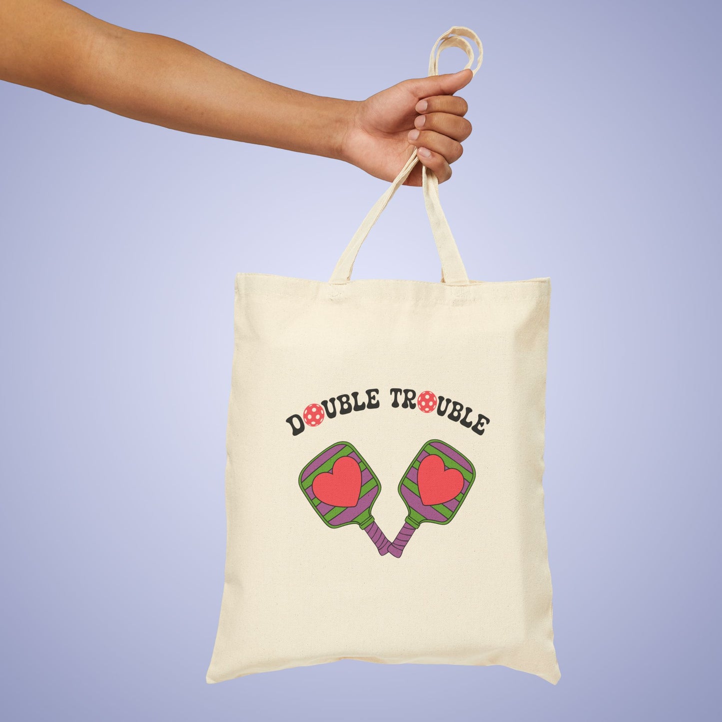 Double Trouble Cotton Canvas Pickleball Couple Team Gift Tote Bag