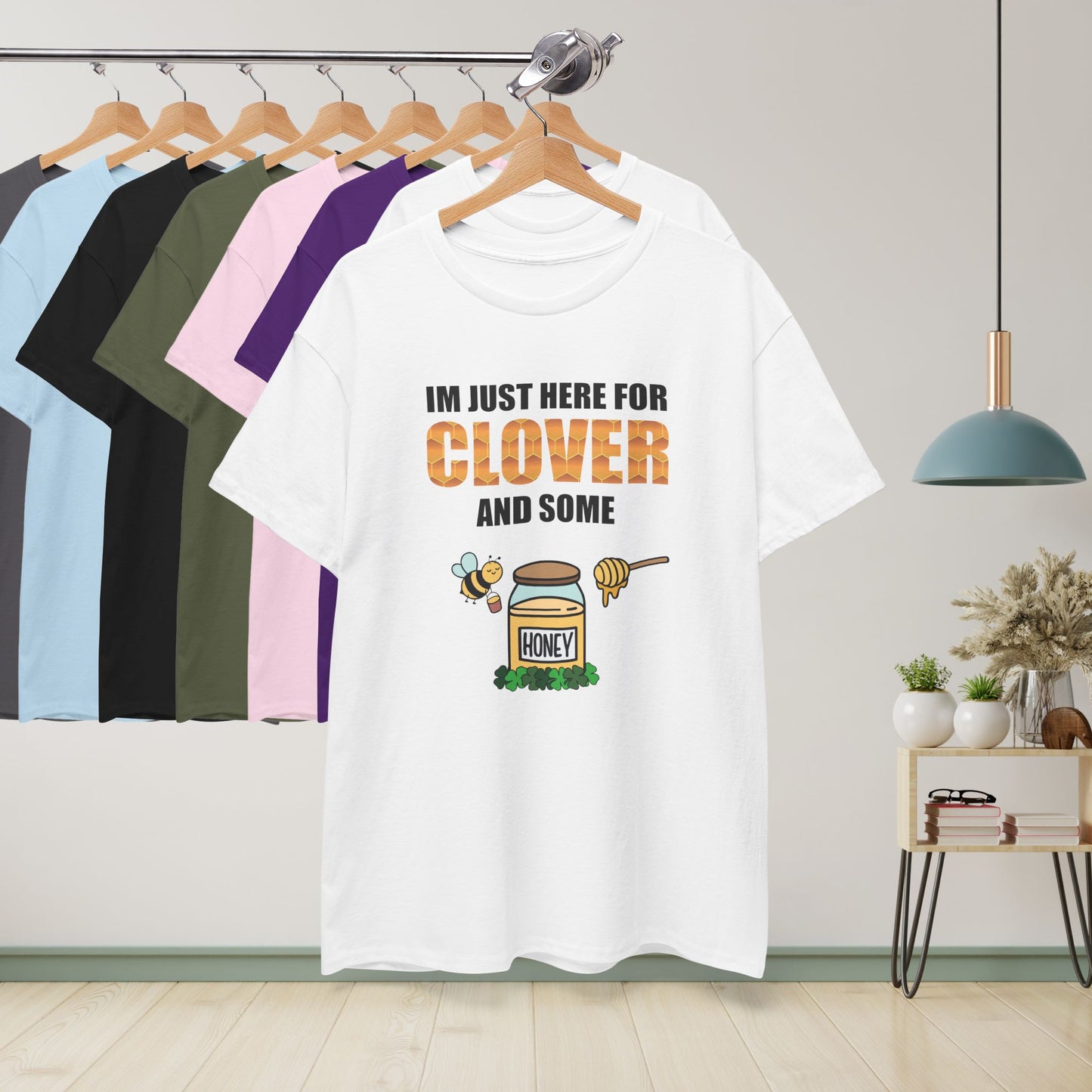 I'm Just Here for Clover Sweet As Honey Funny St Patrick's Day Bee Lover Design Unisex T Shirt