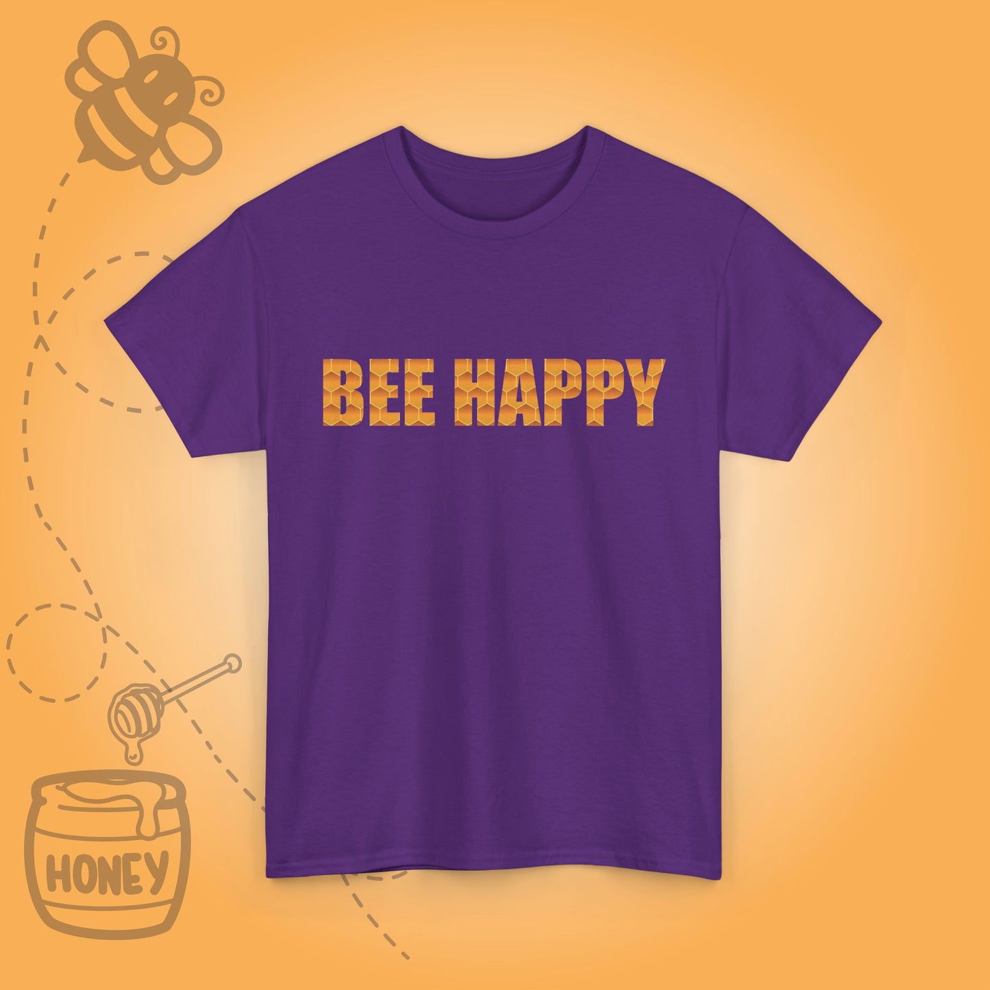 Bee Happy Sweet As Honey Honeycomb Word Art Design Tshirt