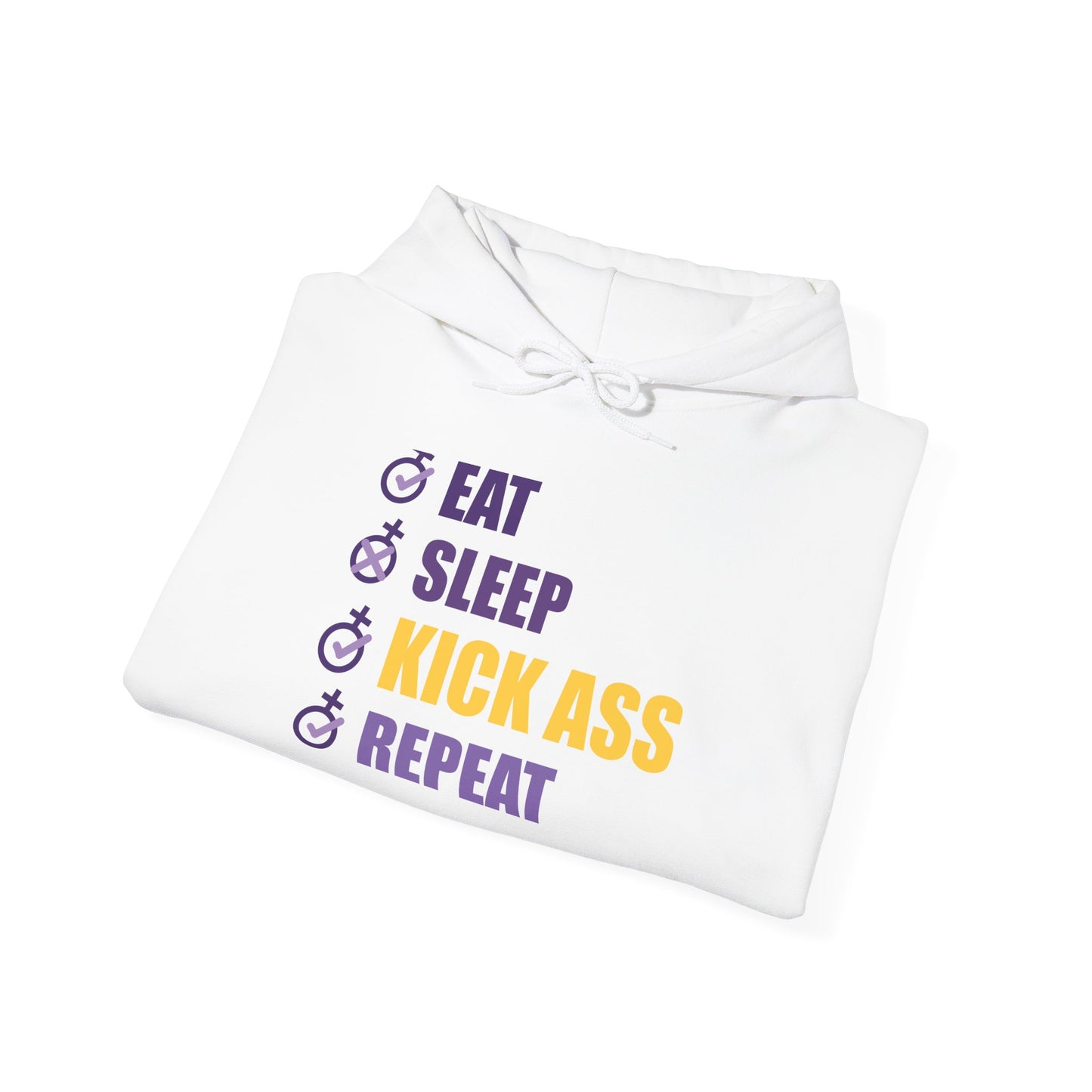 Eat Sleep Kick Ass Repeat Intl Womens Day Unisex Hoodie Sweatshirt