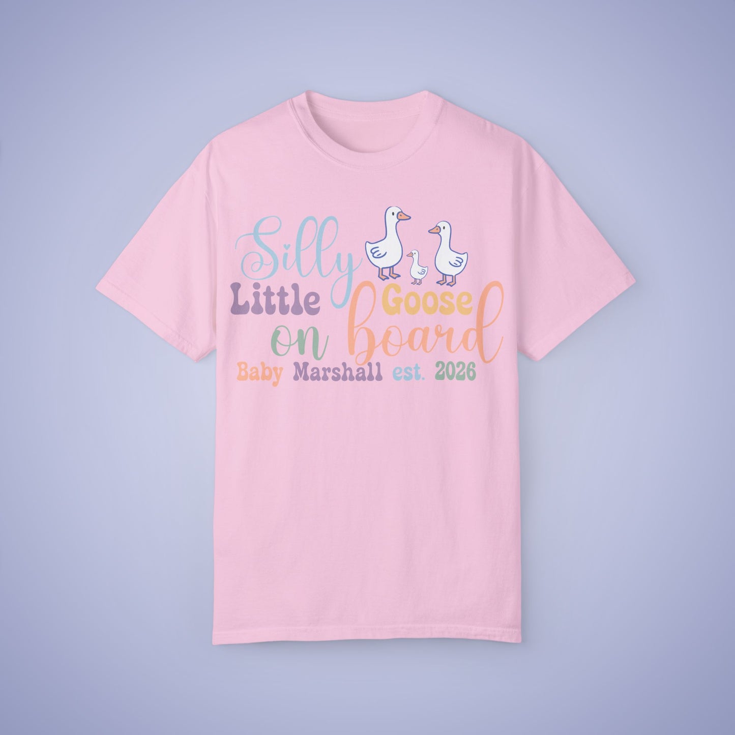 Silly Little Goose Personalized Pregnancy Announcement Comfort T Shirt