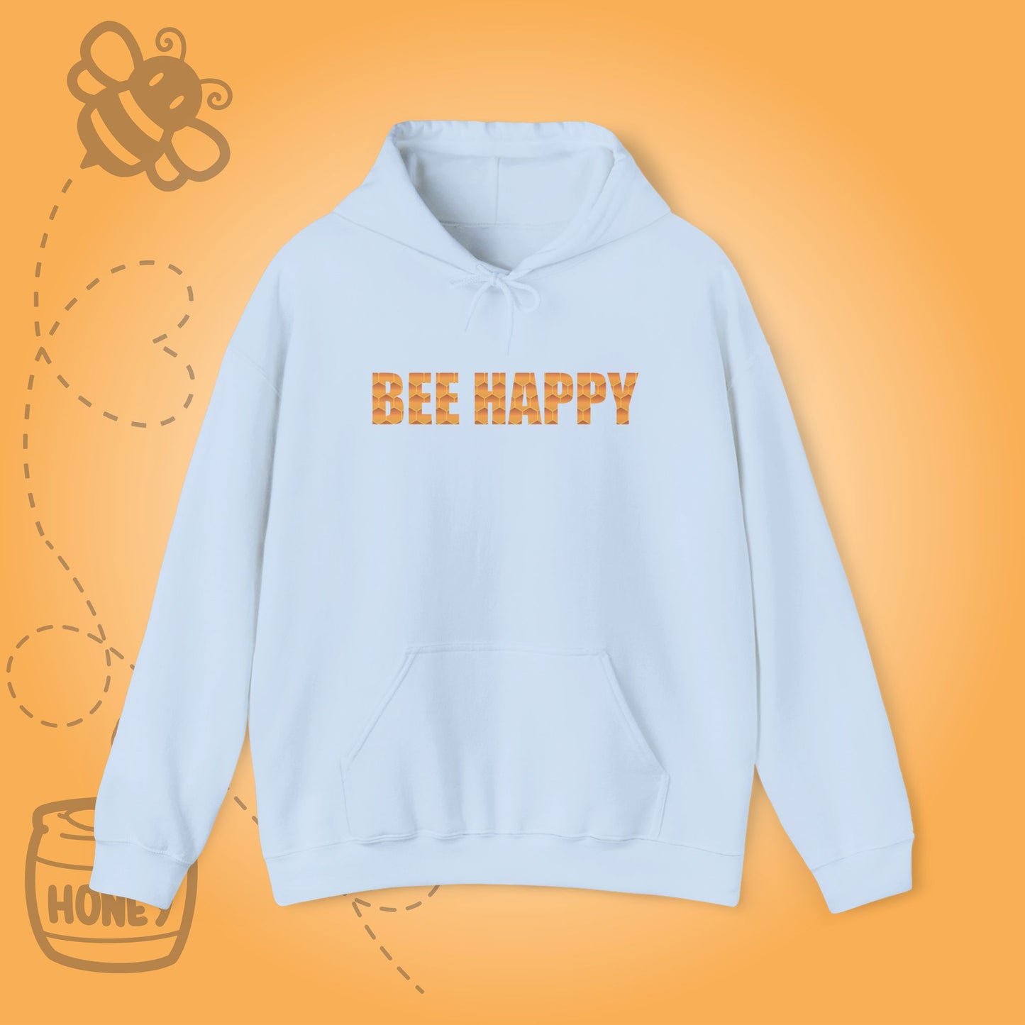 Bee Happy Sweet As Honey Honeycomb Word Art Design Hoodie Sweatshirt