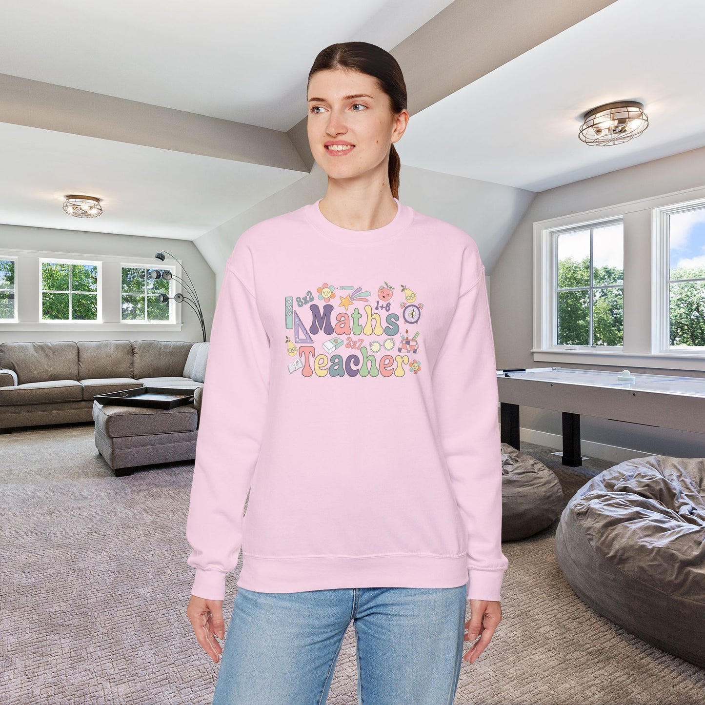 Maths Teacher Crewneck Sweatshirt Retro Unisex Back to School