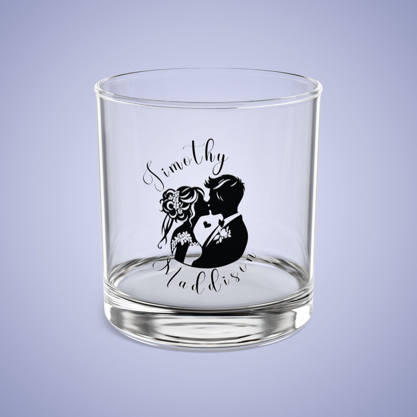 Bride & Groom In Love Personalized Wedding Engagement Rocks Glass Black