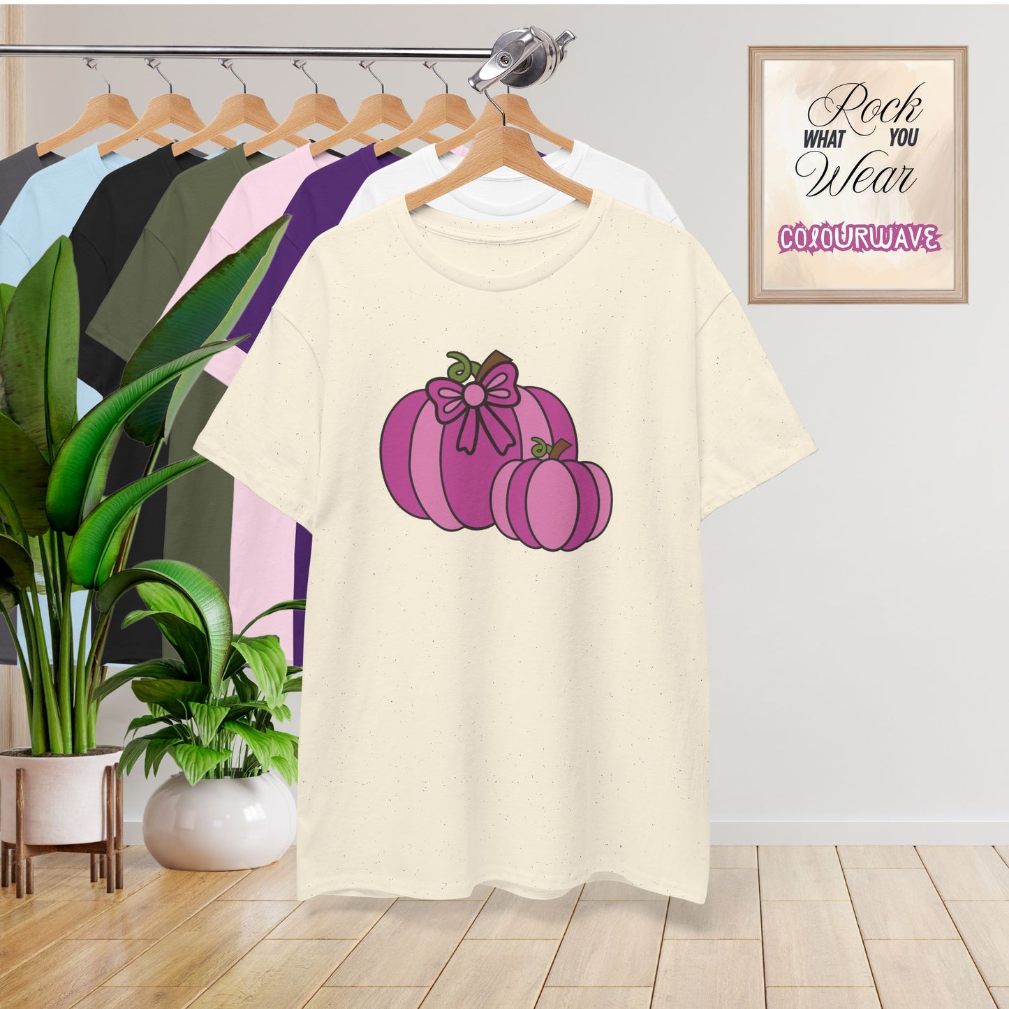 Thanksgiving Fall Inspired Halloween Pink Pumpkin Unisex T Shirt