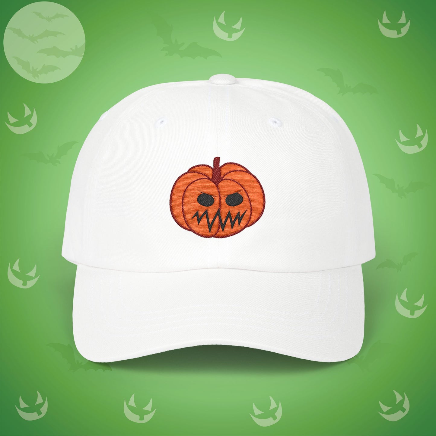 Embroidered Jackolantern Angry Face Halloween Pumpkin Dad Cap Unisex
