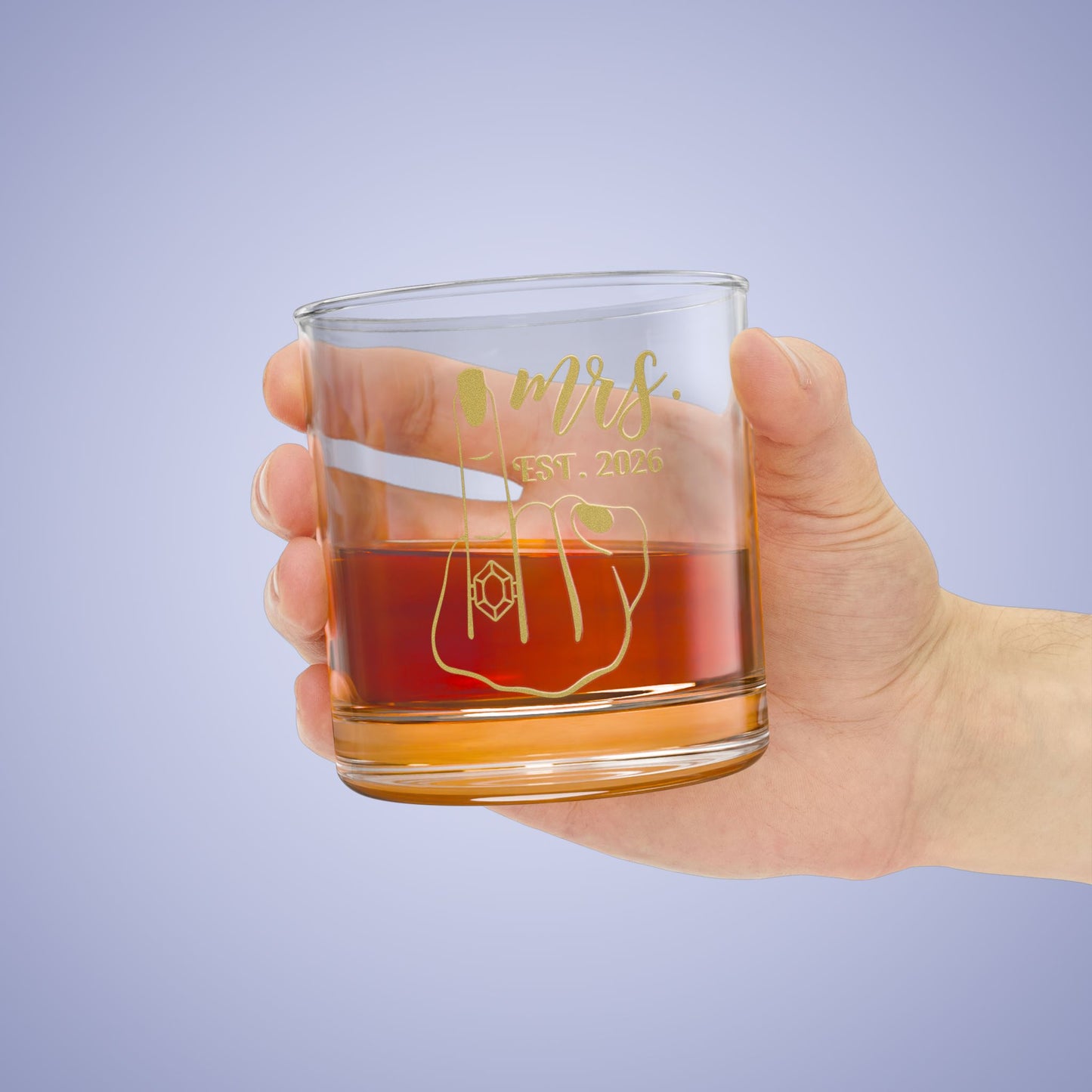 MRS Est 2026 Personalized Engagement Rocks Glass Gold