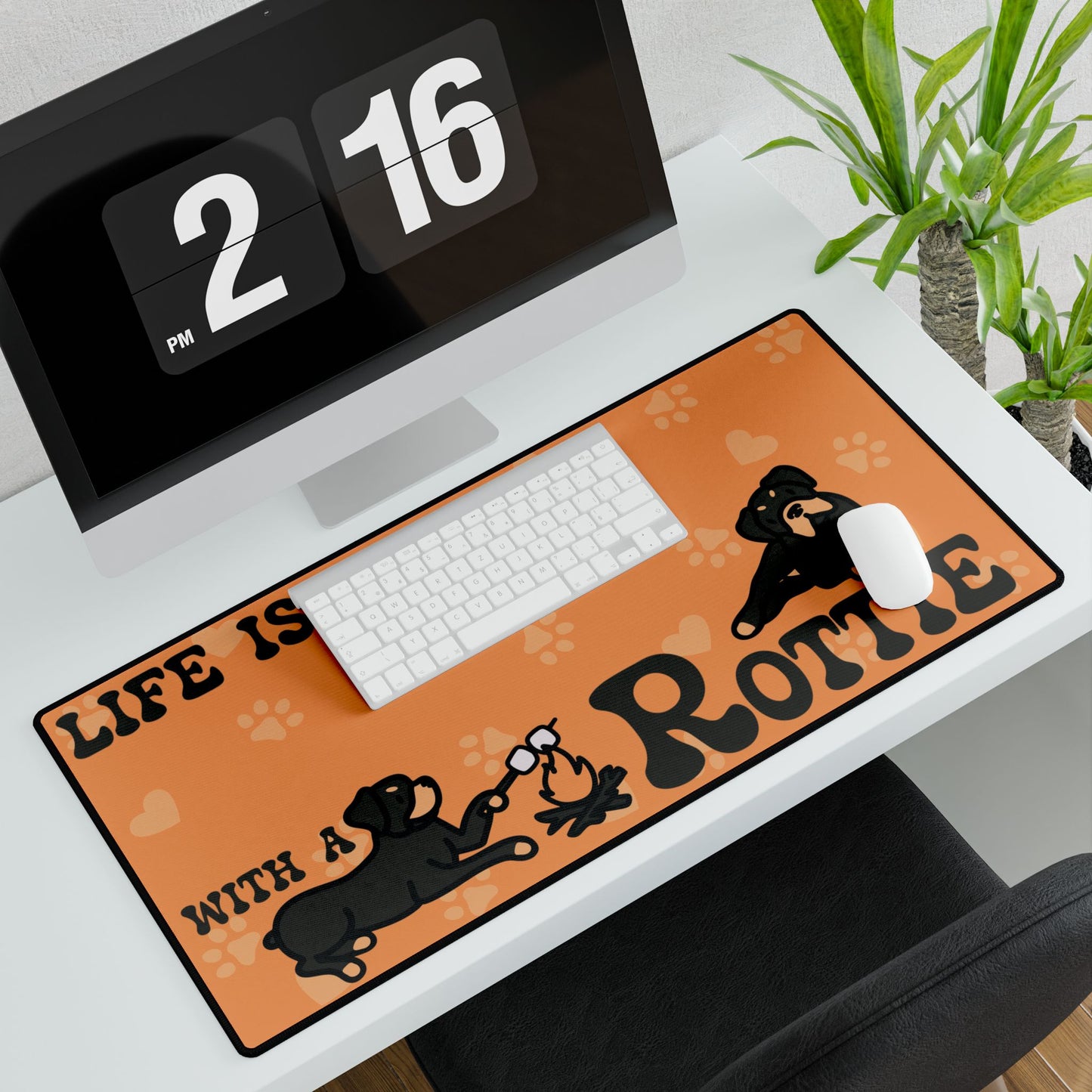 Life is Better with a Rottweiler Rottie Lover Gift Computer Desk Mat