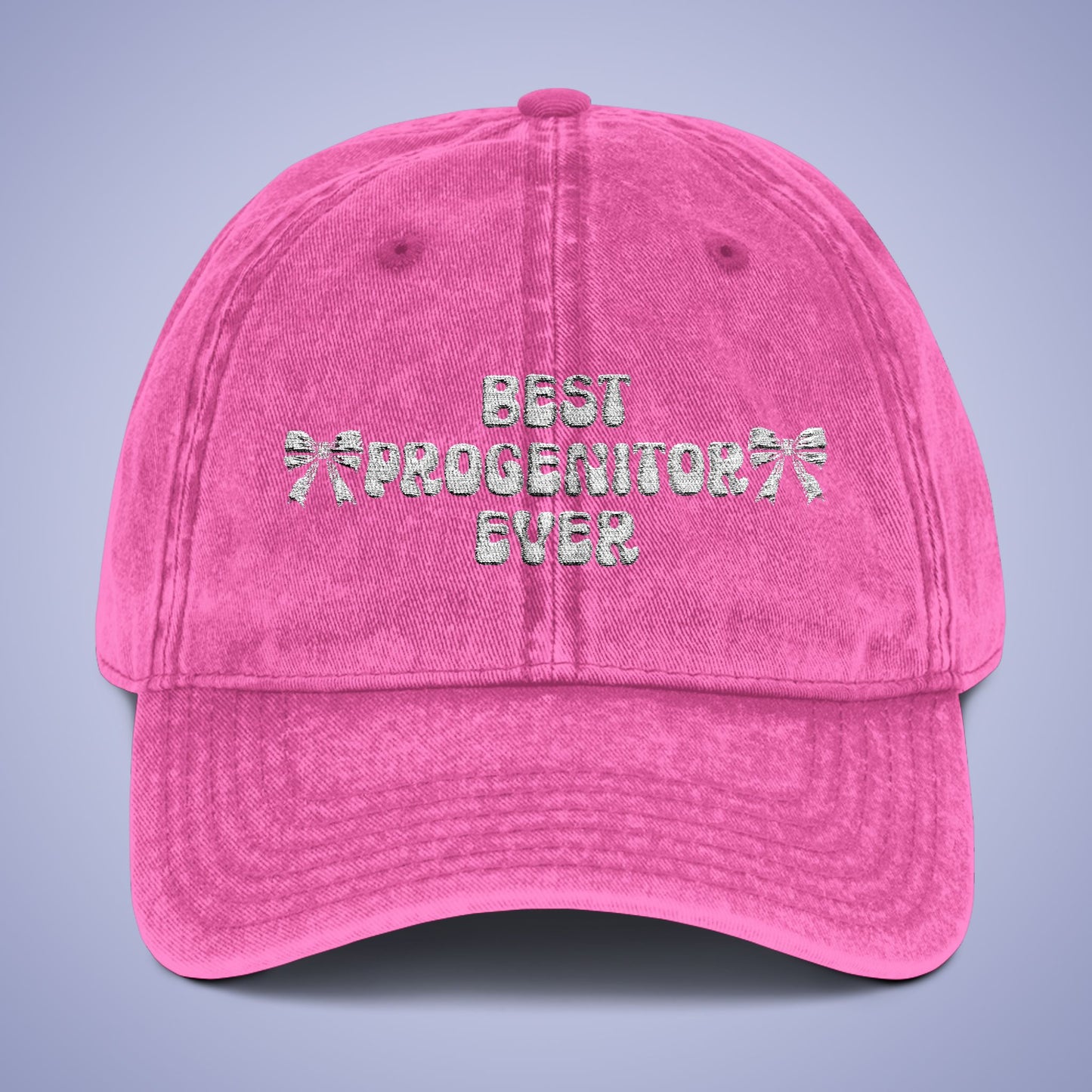 Vintage Best Progenitor Ever Cap Mothers Day White Embroidered Hat