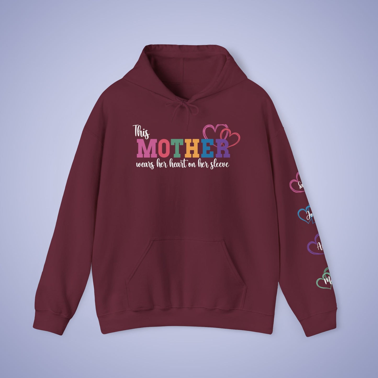 This Mother Wears her Heart on her Sleeve Unisex Hoodie Personalized