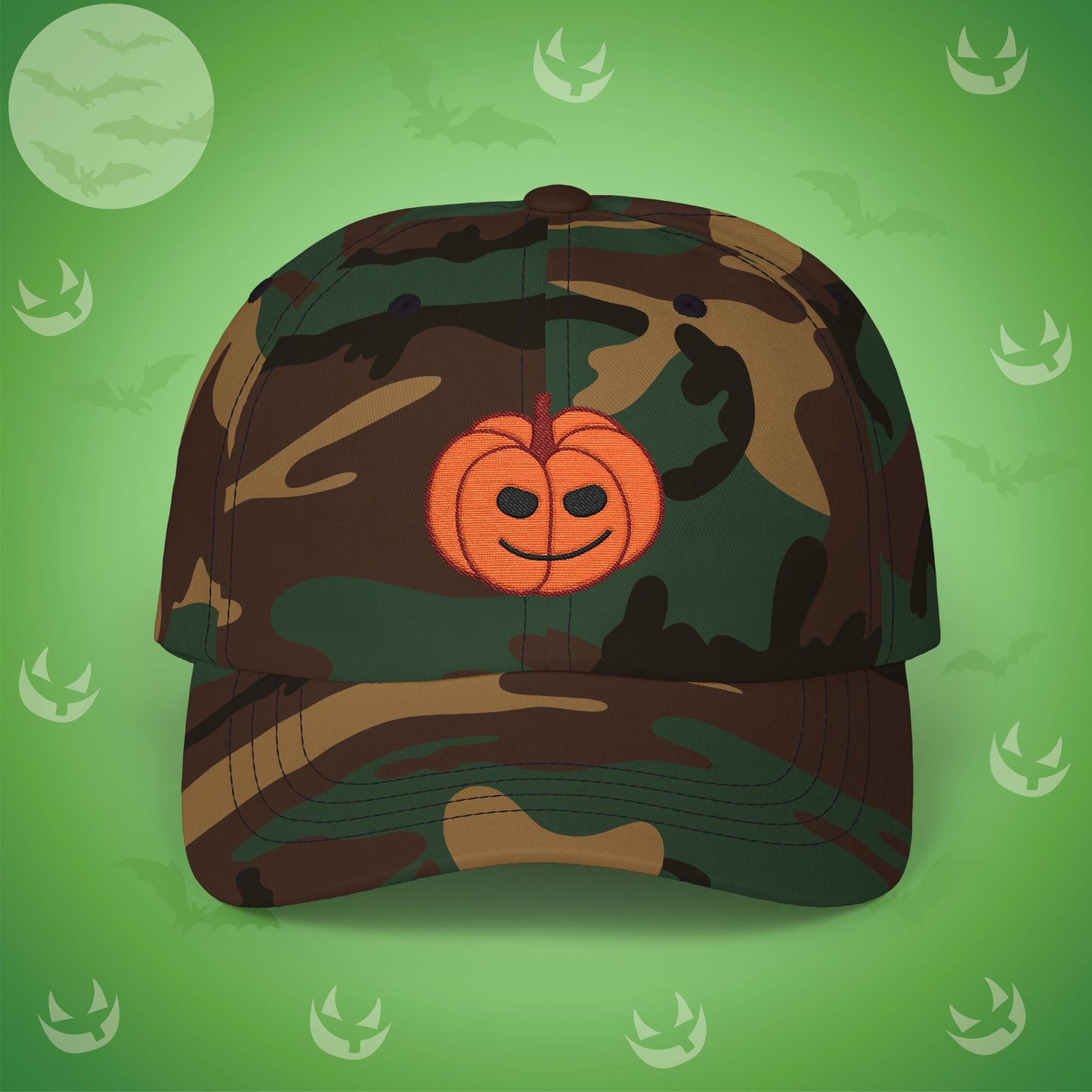 Embroidered Jackolantern Cheeky Face Halloween Pumpkin Dad Cap Unisex